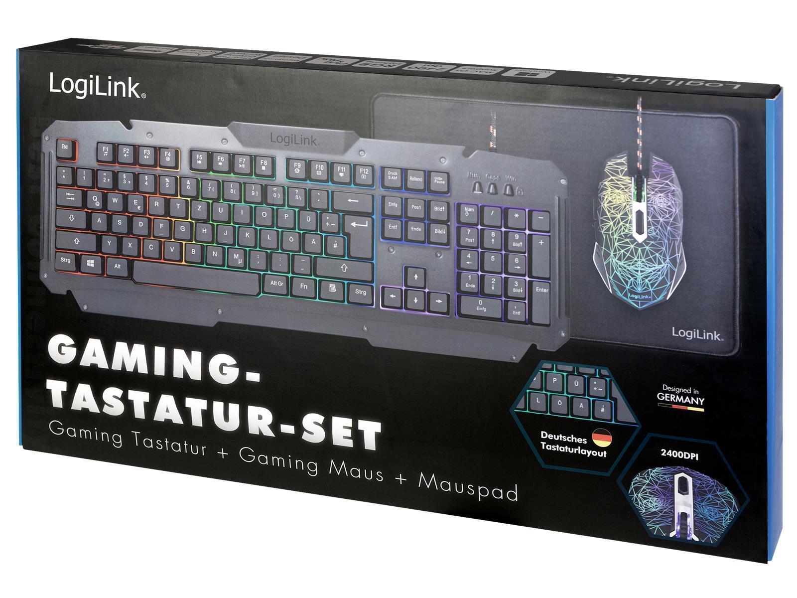 PC Gaming Set, Tastatur, Maus und Mauspad, LED Beleuchtung,