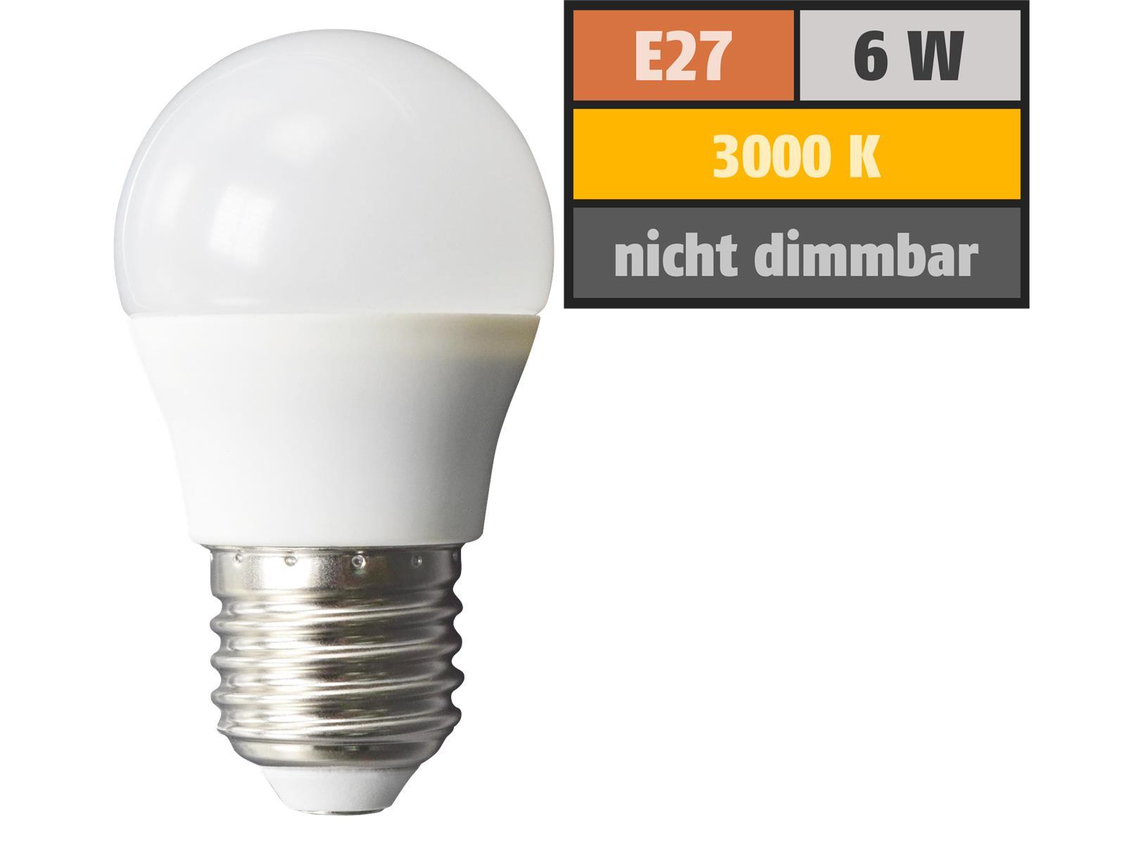 LED Tropfenlampe McShine, E27, 6W, 480lm, 160°, 3000K, warmweiß, Ø45x78mm