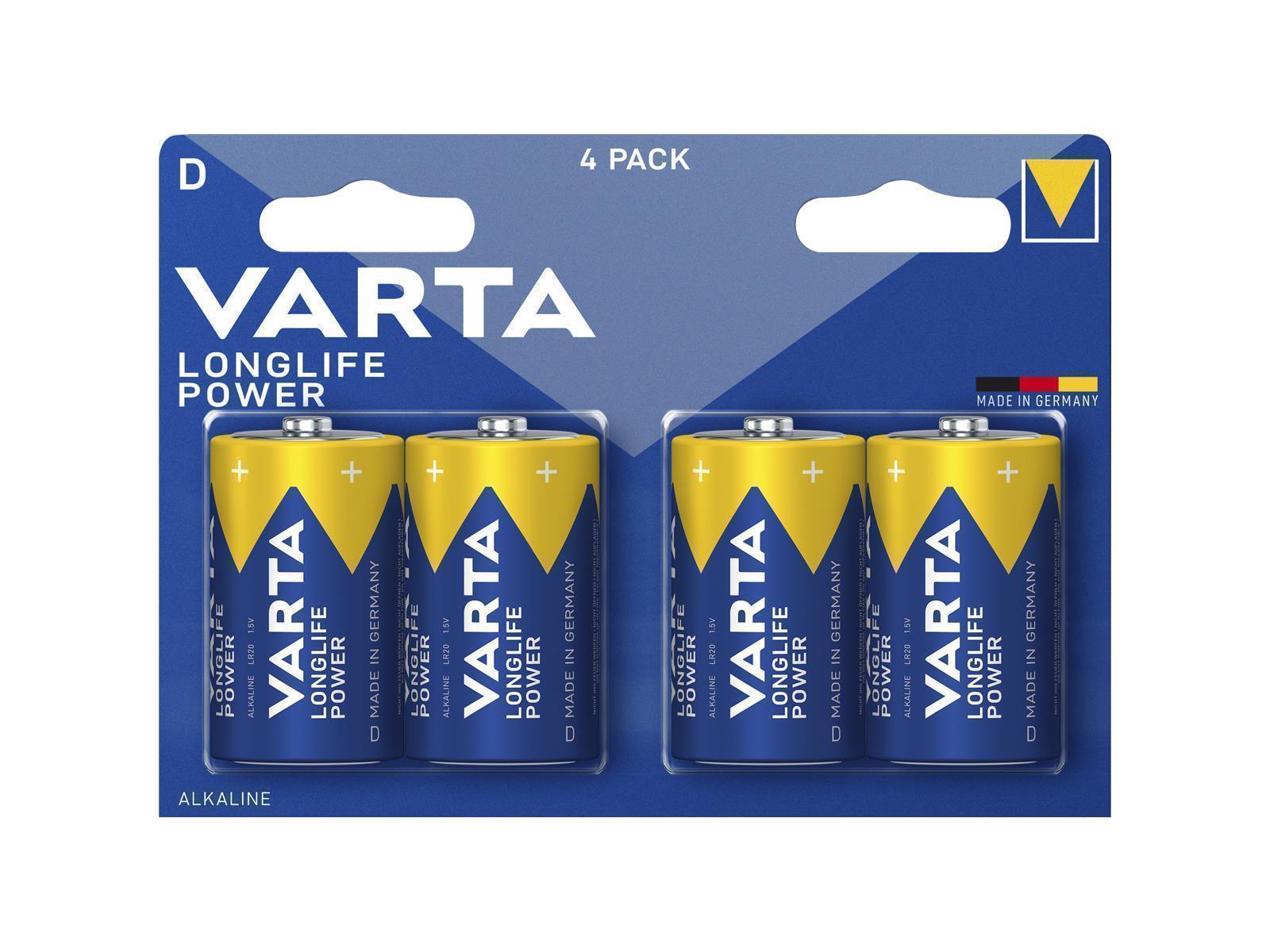 Mono-Batterie VARTA ''Longlife Power'' Alkaline, Typ D, LR20, 1,5V, 4er Pack