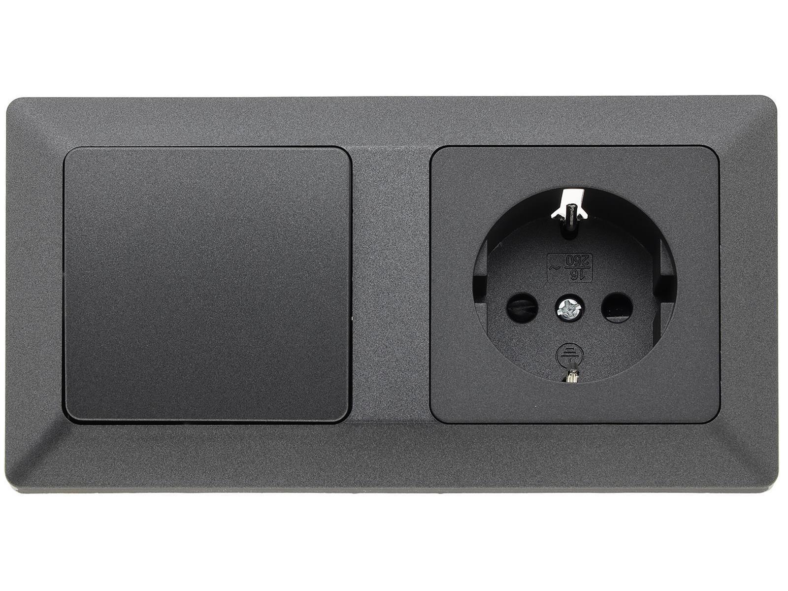 Schutzkontakt-Einbausteckdose mit USB-C™ (20W, PD 3.0) und USB-A Buchse  (18W), anthrazit