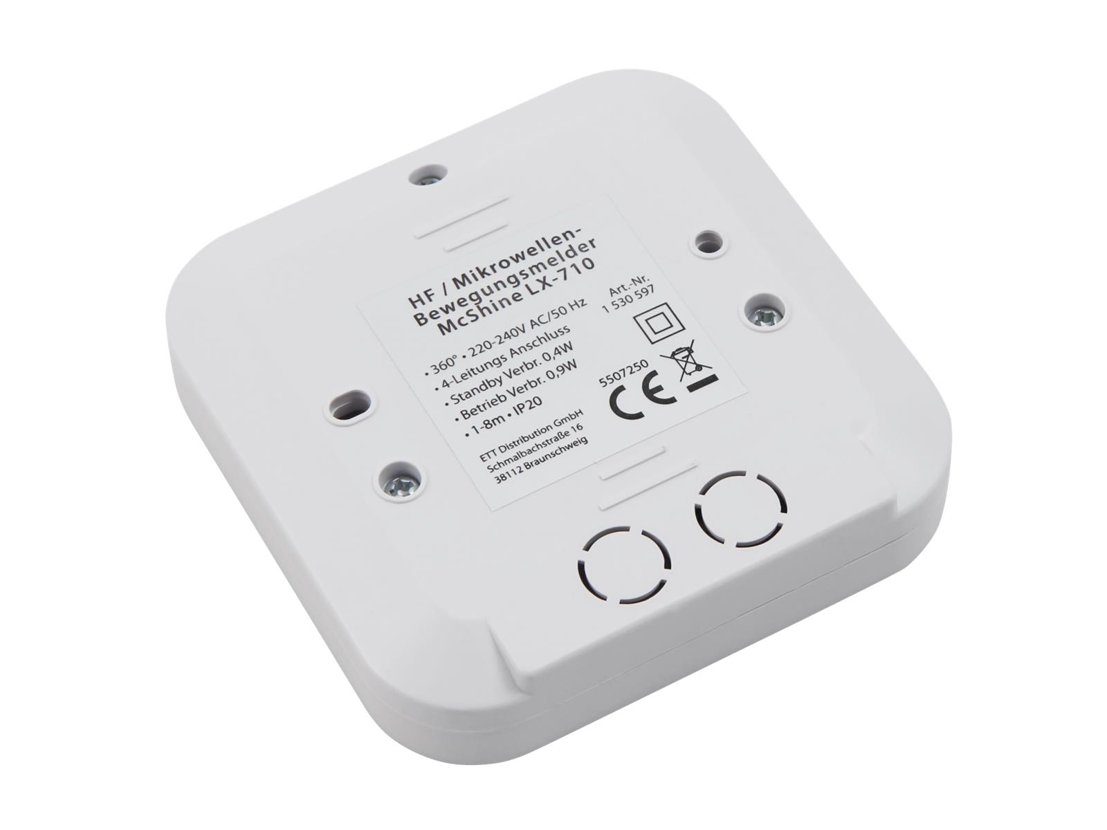 HF / Mikrowellen-Bewegungsmelder McShine ''LX-710'' 360°, 800W, weiß, LED geeignet