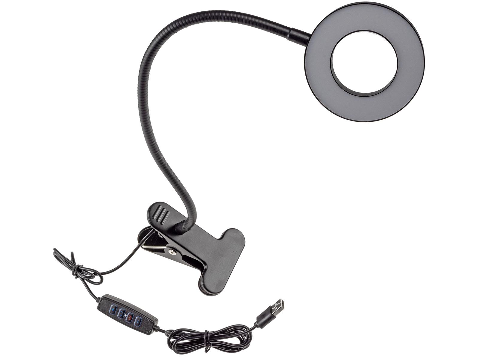 LED Klemmleuchte mit USB-Betrieb 40cm Schwanenhals, dimmbar, 55lm