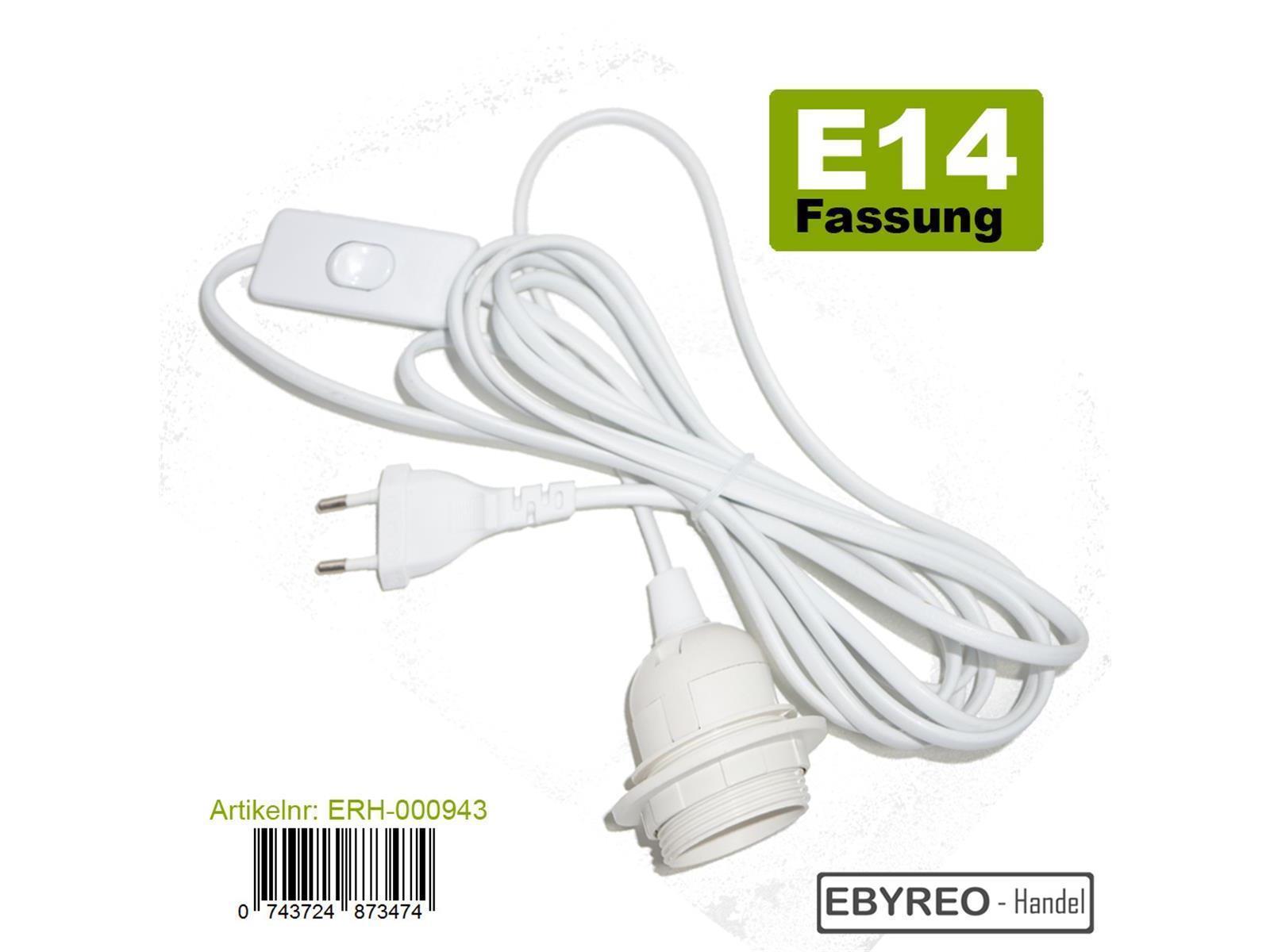 Lampenfassung McShine E14 mit 1,5m Kabel, Schalter und Eurostecker, Fassungen und Adapter, Zubehör