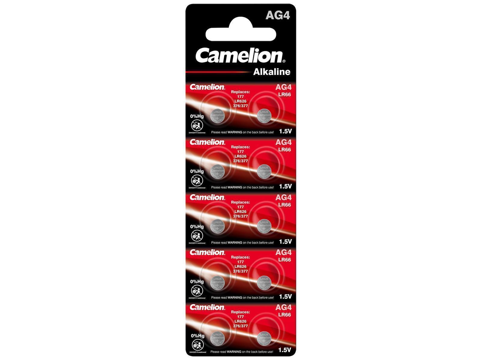 Knopfzelle CAMELION, AG4, 1,5V, Alkaline, 10er-Blister