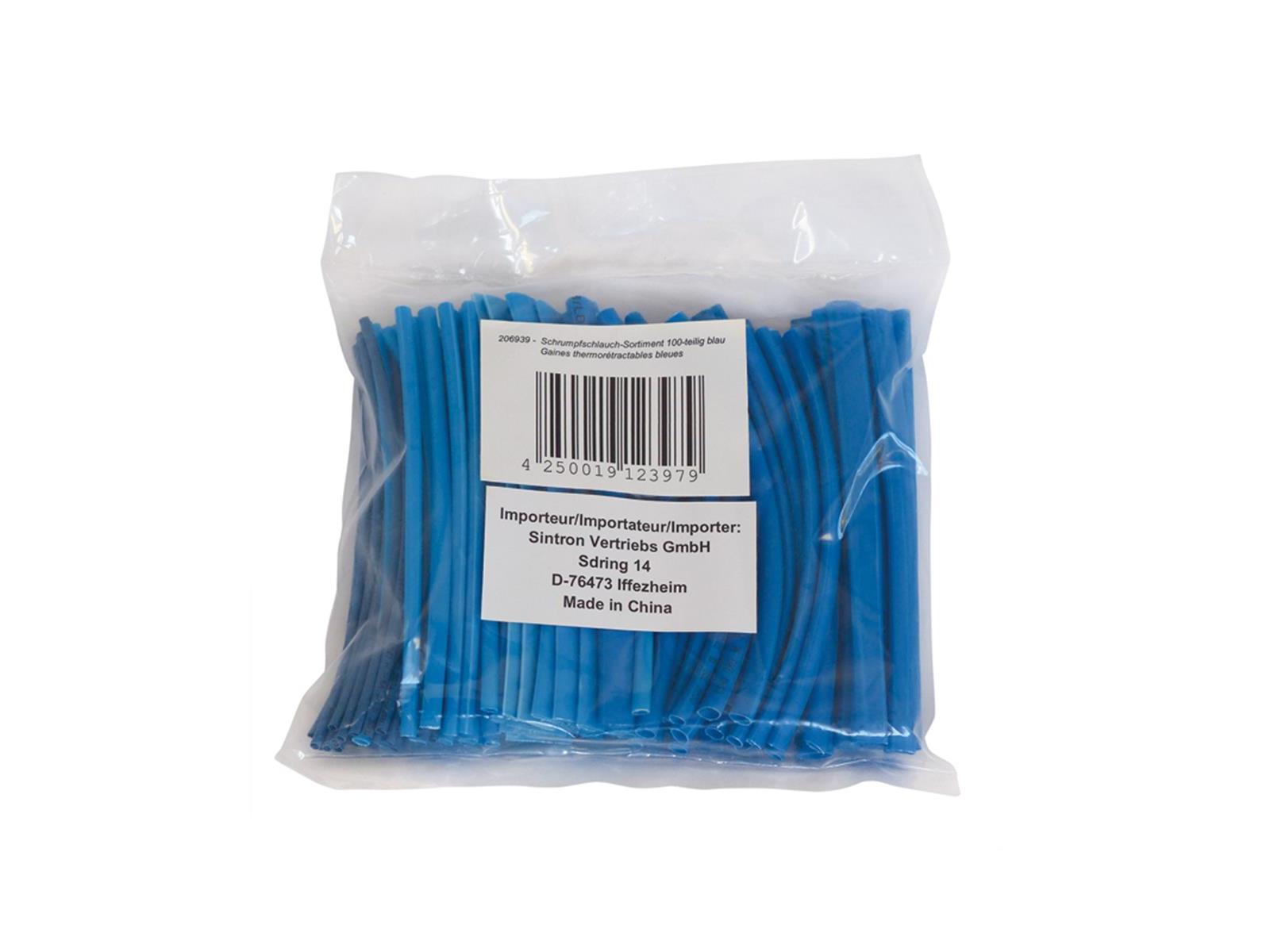 Schrumpfschlauch-Sortiment 100-teilig blau in Sortimentstüte BLANKO