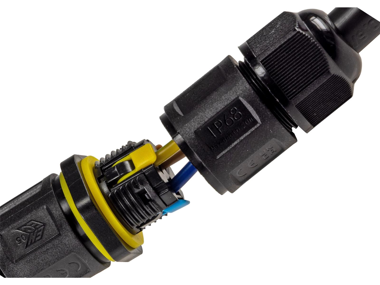 Kabelverbinder 3-polig, IP68, 230V Klemmanschluss, für Kabel Ø 6-11mm