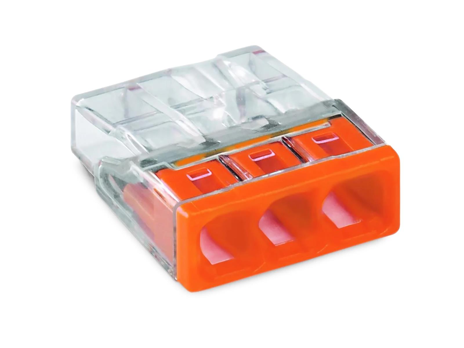 COMPACT-Verbindungsdosenklemme WAGO, eindrähtige Leiter, 3 Klemmstellen, orange