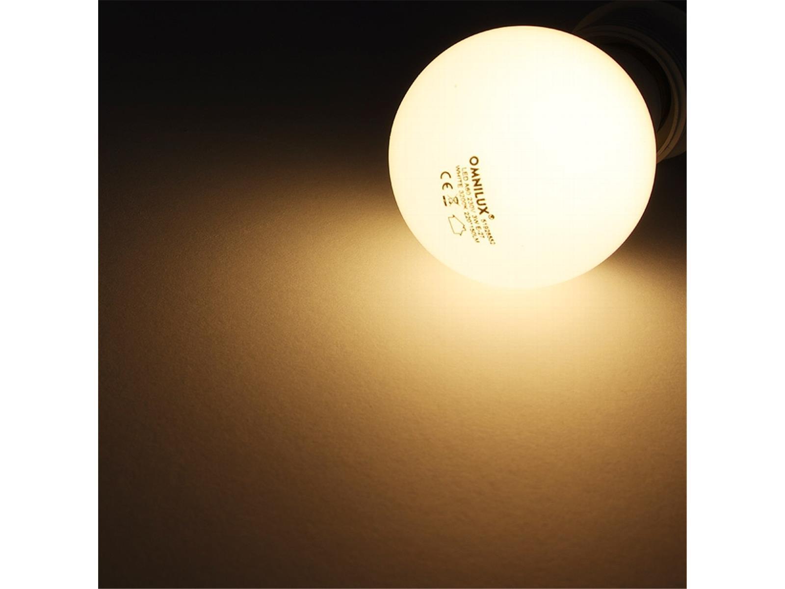 LED Glühlampe OMNILUX E27 3200k, 150lm, 230V / 3W, warmweiß