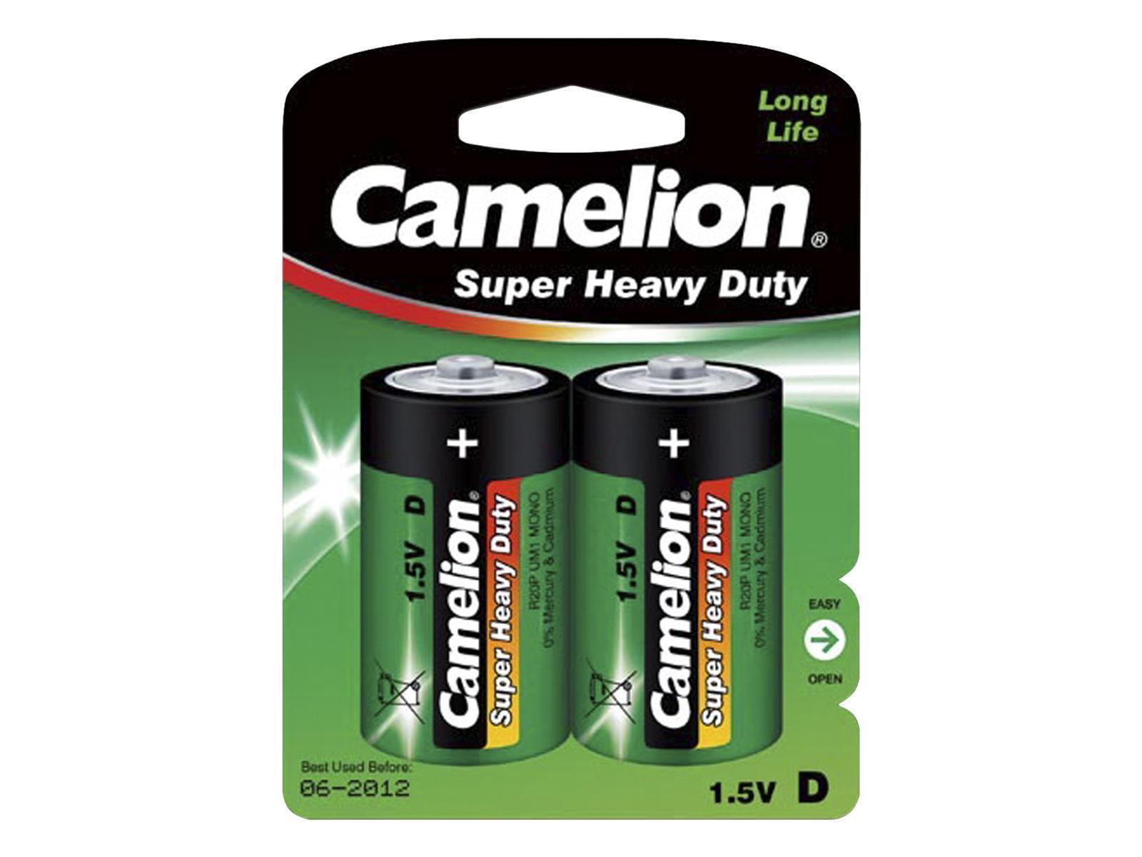 Mono-Batterie CAMELION Super Heavy Duty 1,5 V, Typ D, 2er-Blister