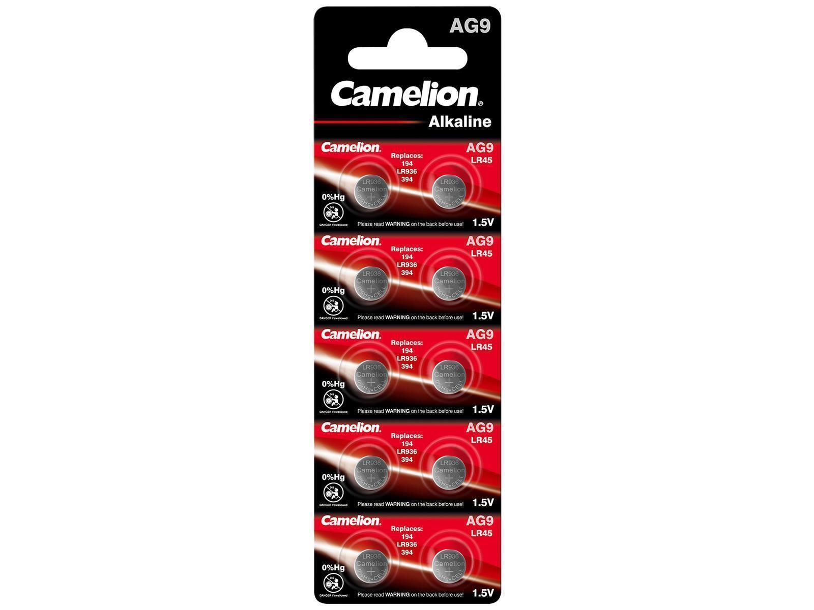 Knopfzelle CAMELION, AG9, 1,5V, Alkaline, 10er-Blister