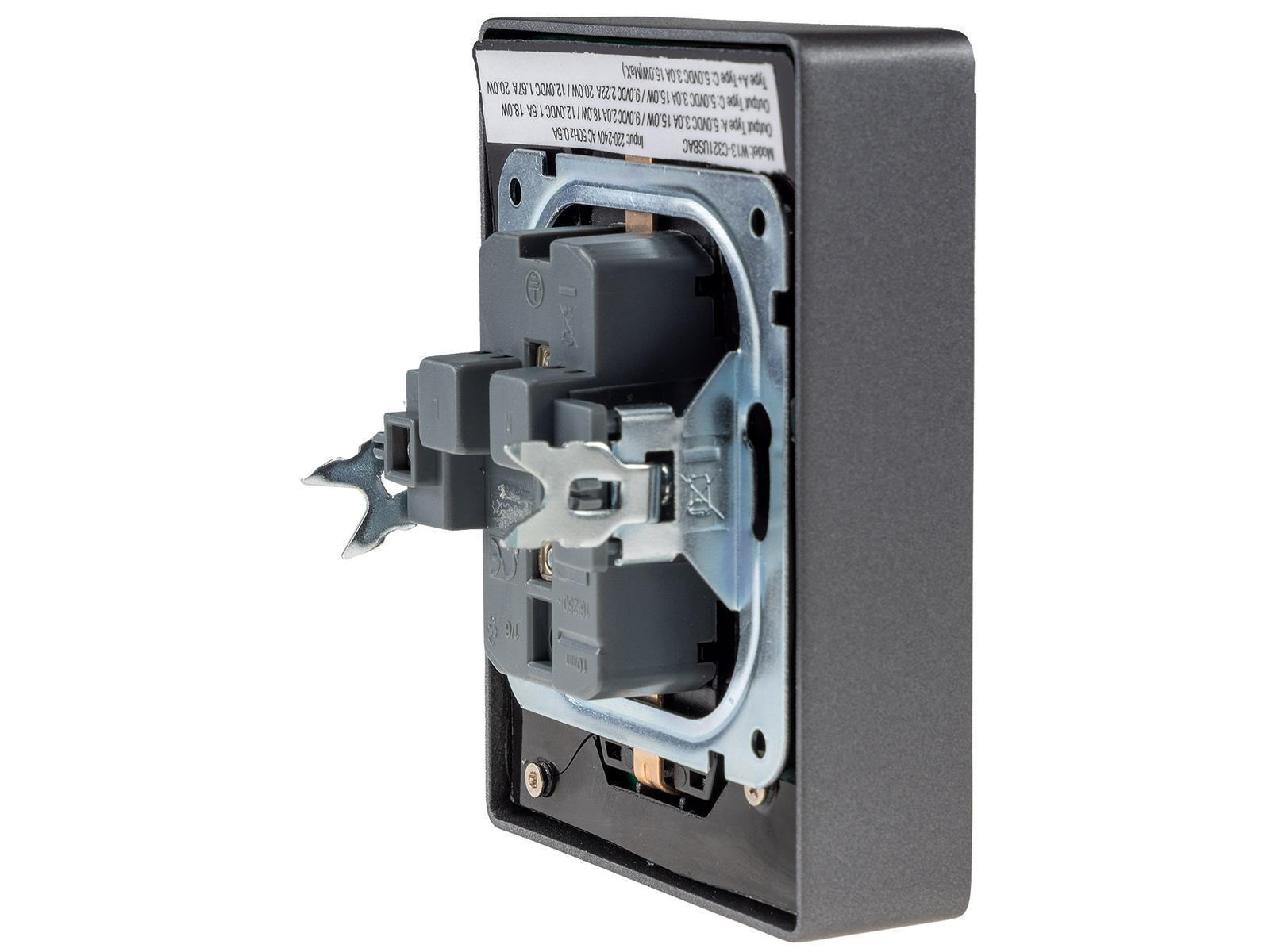 MILOS Schutzkontakt-Steckdose 2-fach 250V~/ 16A, 1x UP, USB A+C/PD,  anthrazit