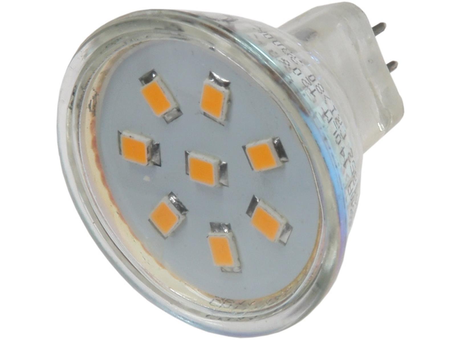 LED Strahler MR11, 8x 2835 SMD LEDs12V, 2W, 140 Lumen, 3000k / warmweiß