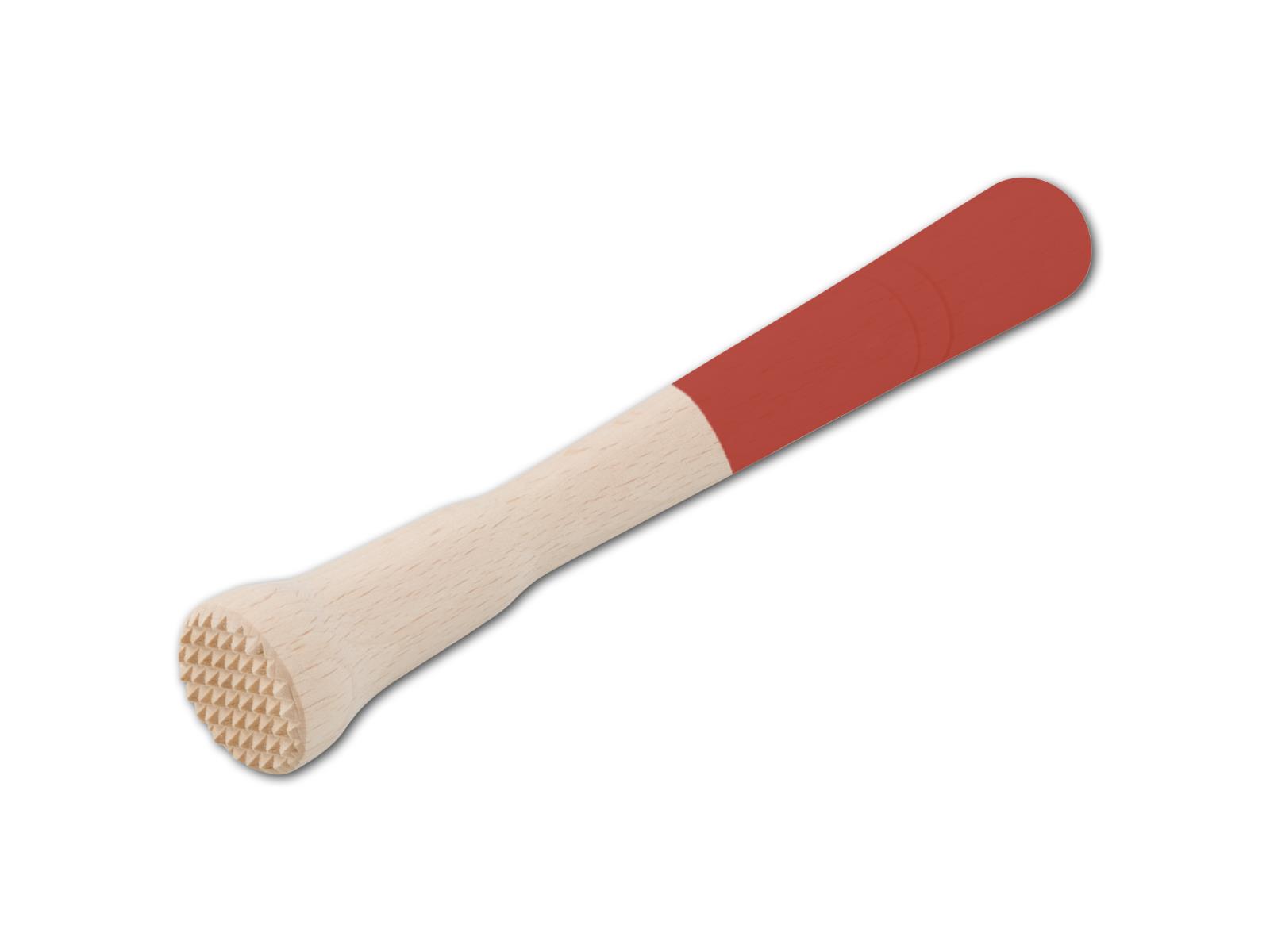 Cocktail-Stößel, mit farbigem Griff, feuerrot, aus Holz 22 cm