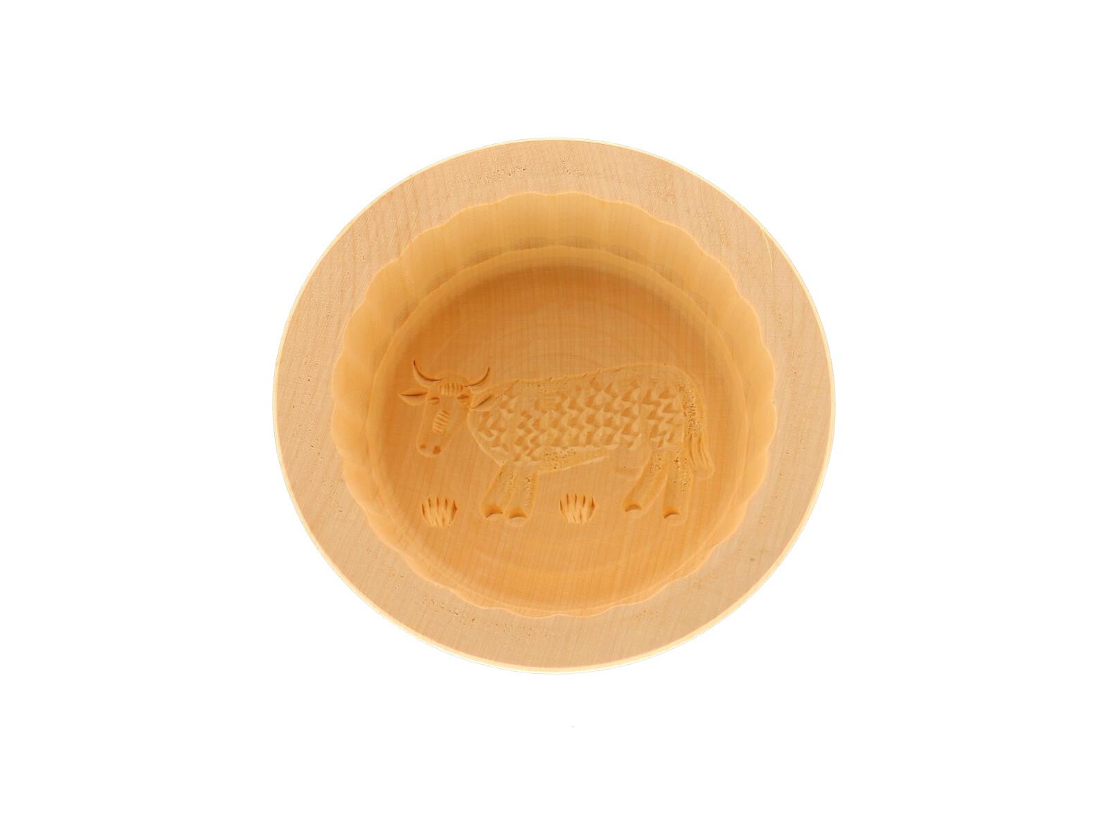 Butterform, rund, 250 Gramm, Kuh aus Holz 11 cm