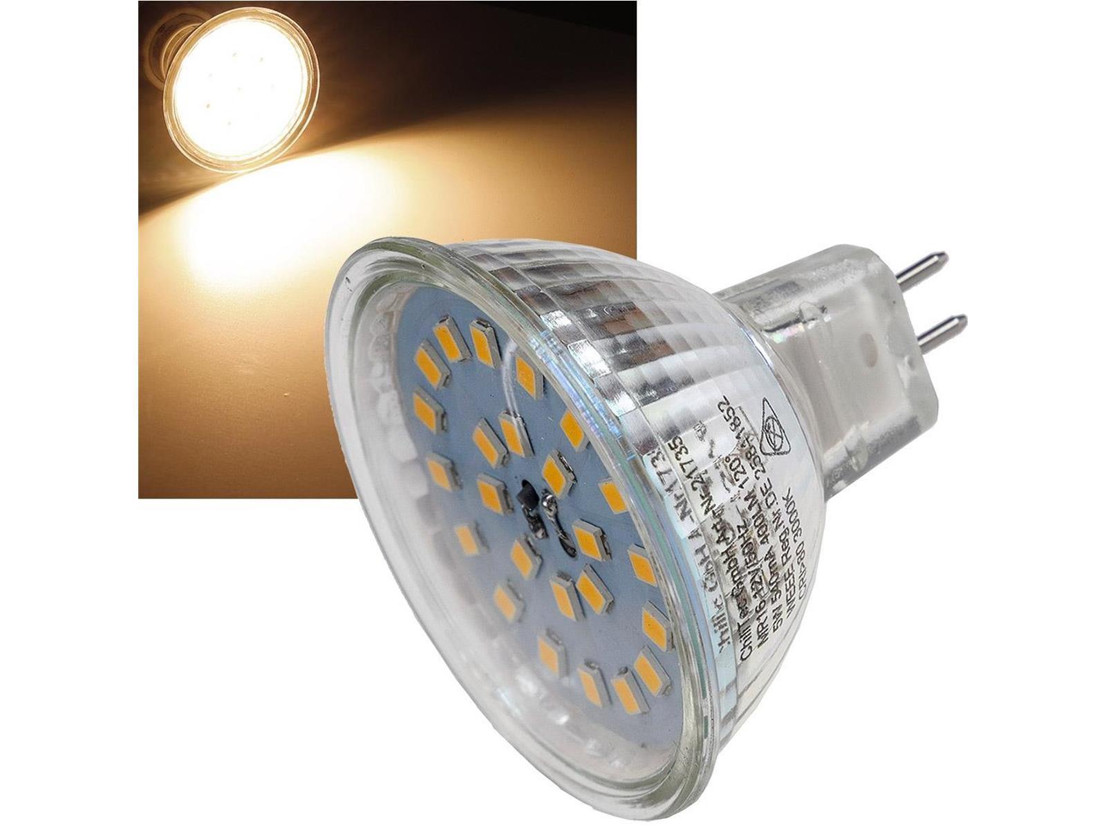 LED Strahler MR16 "H55 SMD"120°, 3000k, 420lm, 12V/4W, warmweiß