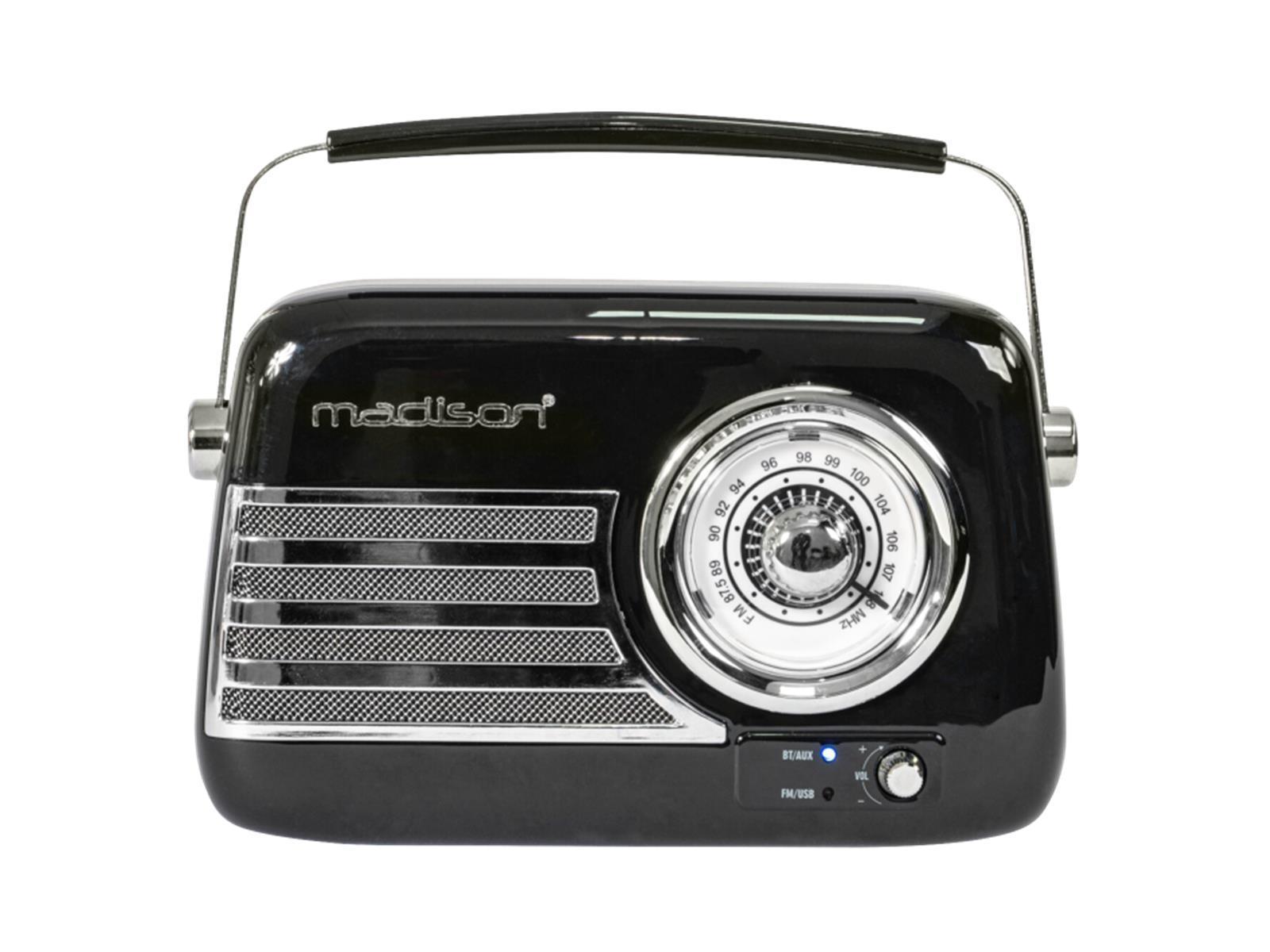 Tragbares Nostalgie Radio ''FREESOUND-VR40B'' mit Bluetooth, USB & FM 30W, schwarz