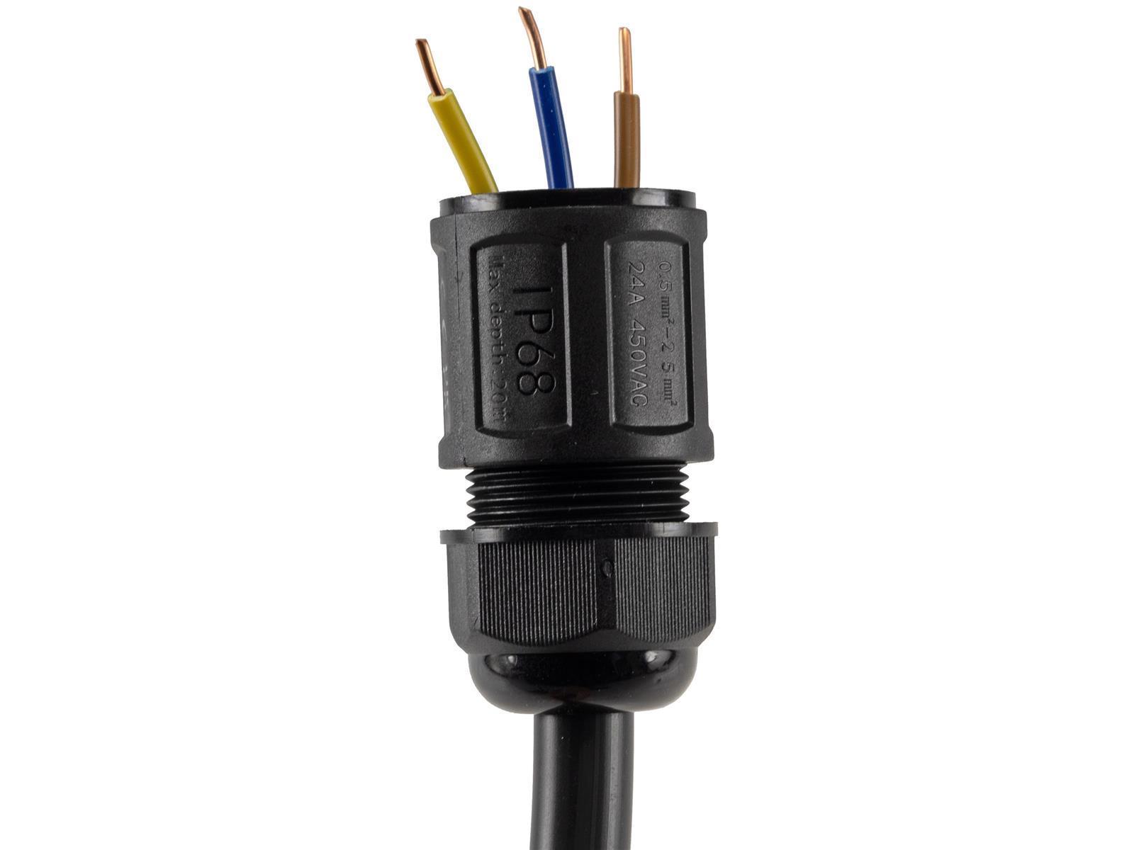 Kabelverbinder 3-polig, IP68, 230V Klemmanschluss, für Kabel Ø 6-11mm