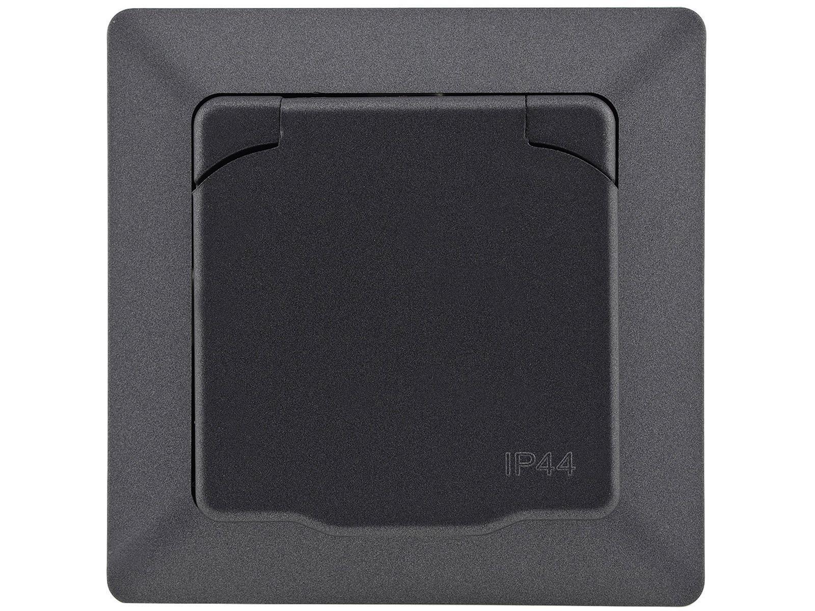 MILOS Schutzkontakt Steckdose IP44 250V 16A, inkl. Rahmen, UP, anthrazit