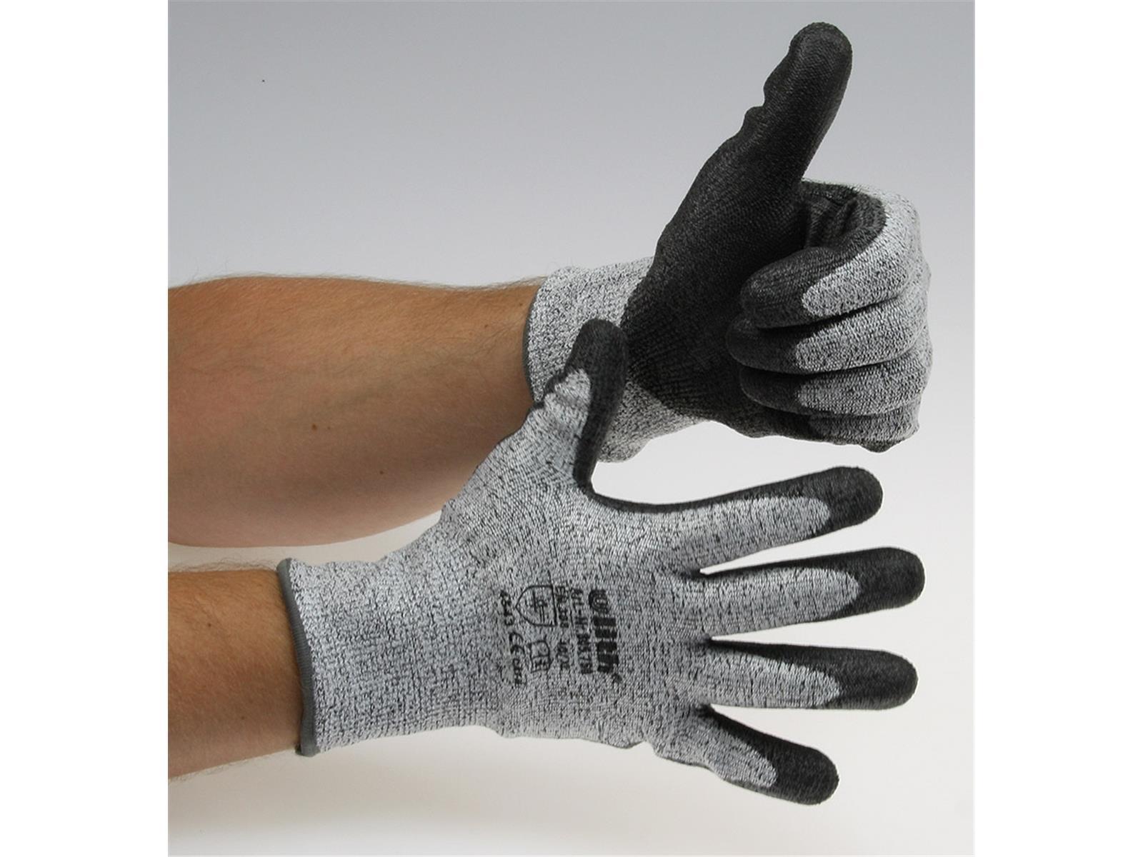 Schnittschutzhandschuhe grau/schwarzPU-Beschichtung, EN388, Größe 10