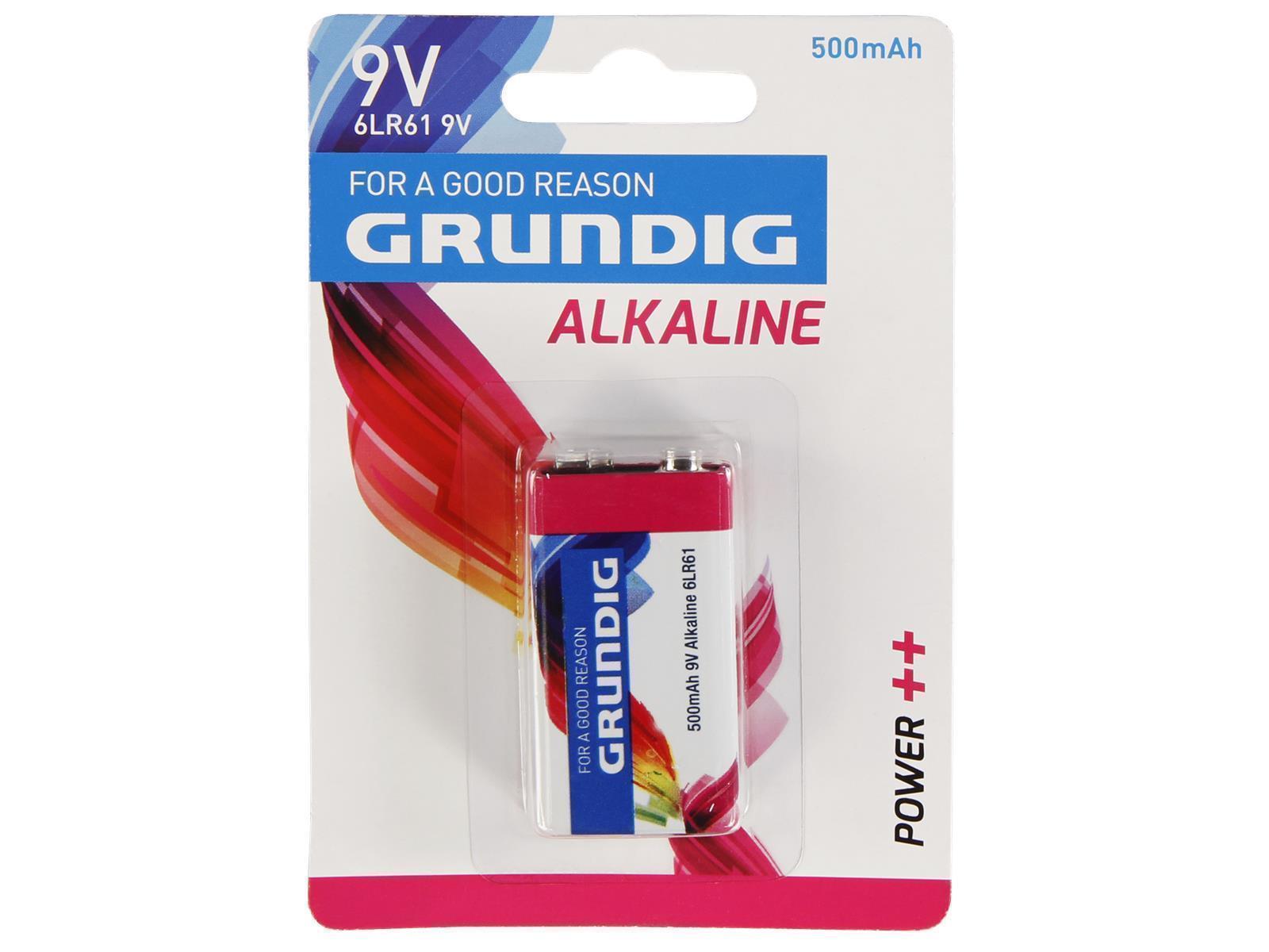 Block-Batterie GRUNDIG Alkaline, 1,5V, Typ 6LR61, 1er-Blister