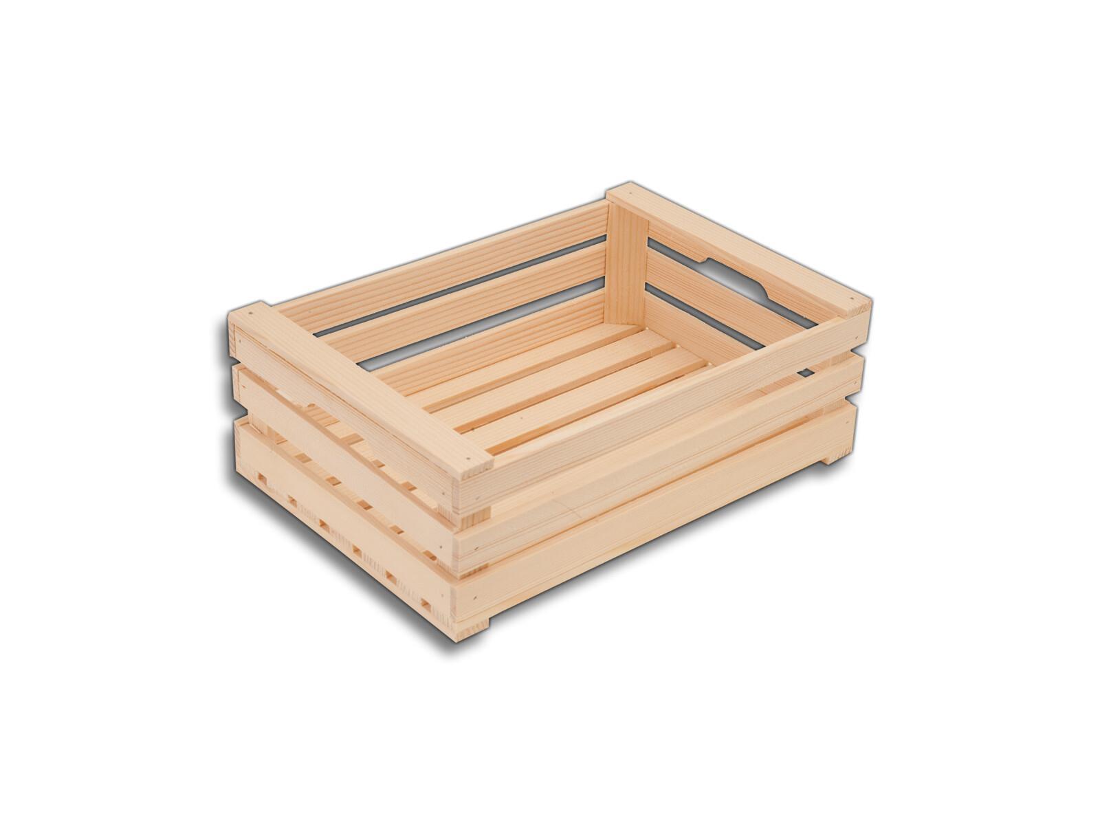 Kleine Holzkiste, 30x22x10 cm, Aufbewahrungsbox, Dekokiste offen aus Holz, Obstkisten, Weinkiste