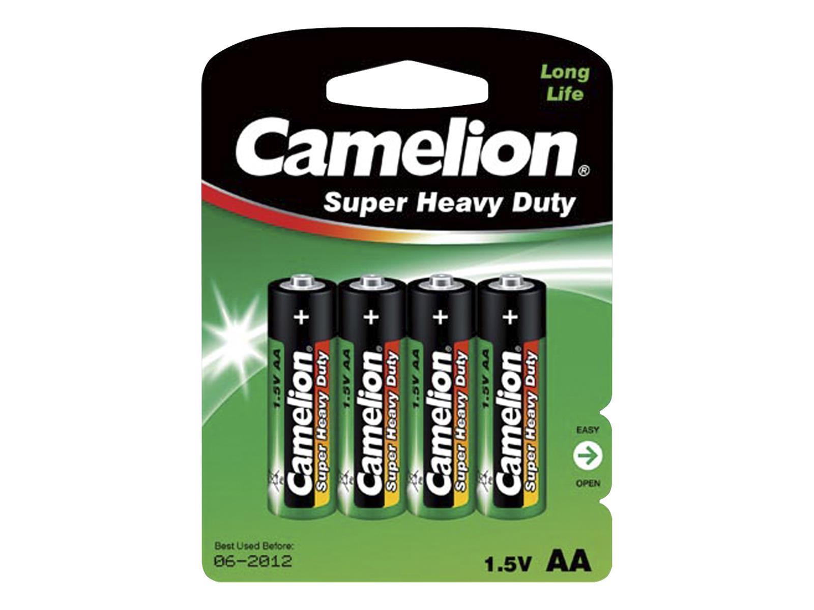 Mignon-Batterie CAMELION Super Heavy Duty 1,5 V, Typ AA, 4er-Blister