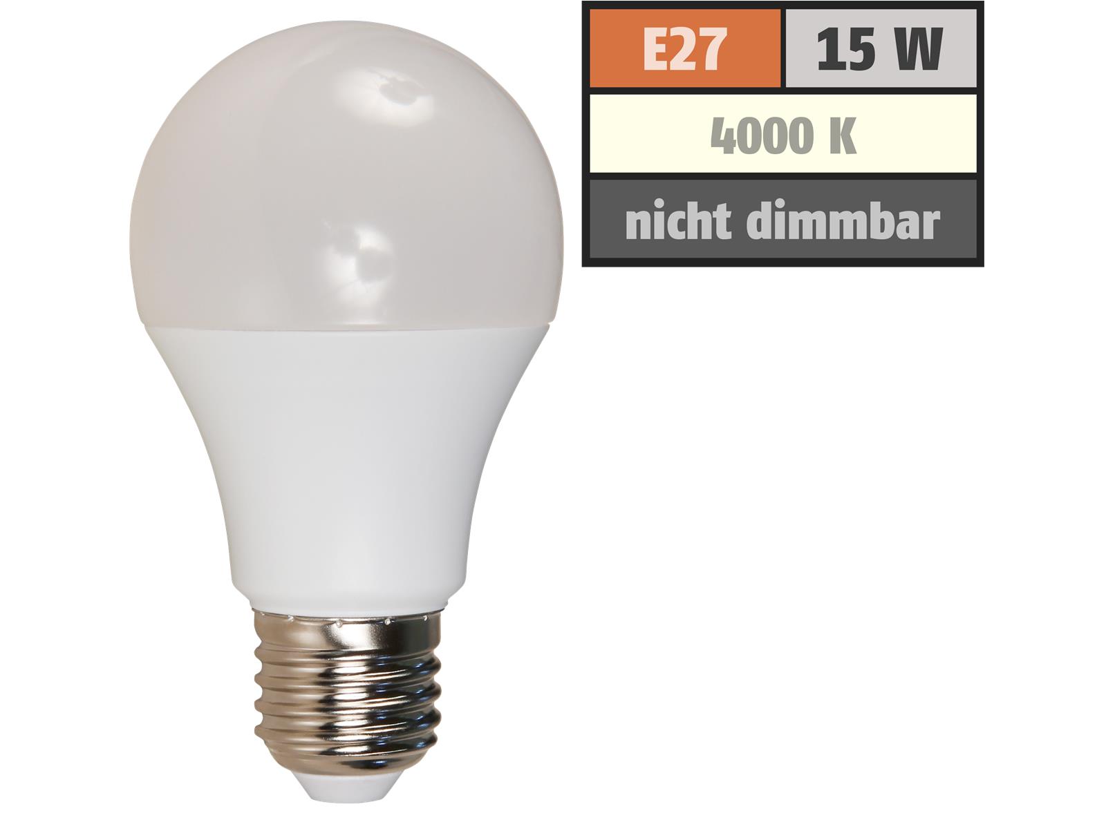 LED Glühlampe Premium, E27, 15W, 1550lm, 220°, 4000K, neutralweiß, Ø60x118mm