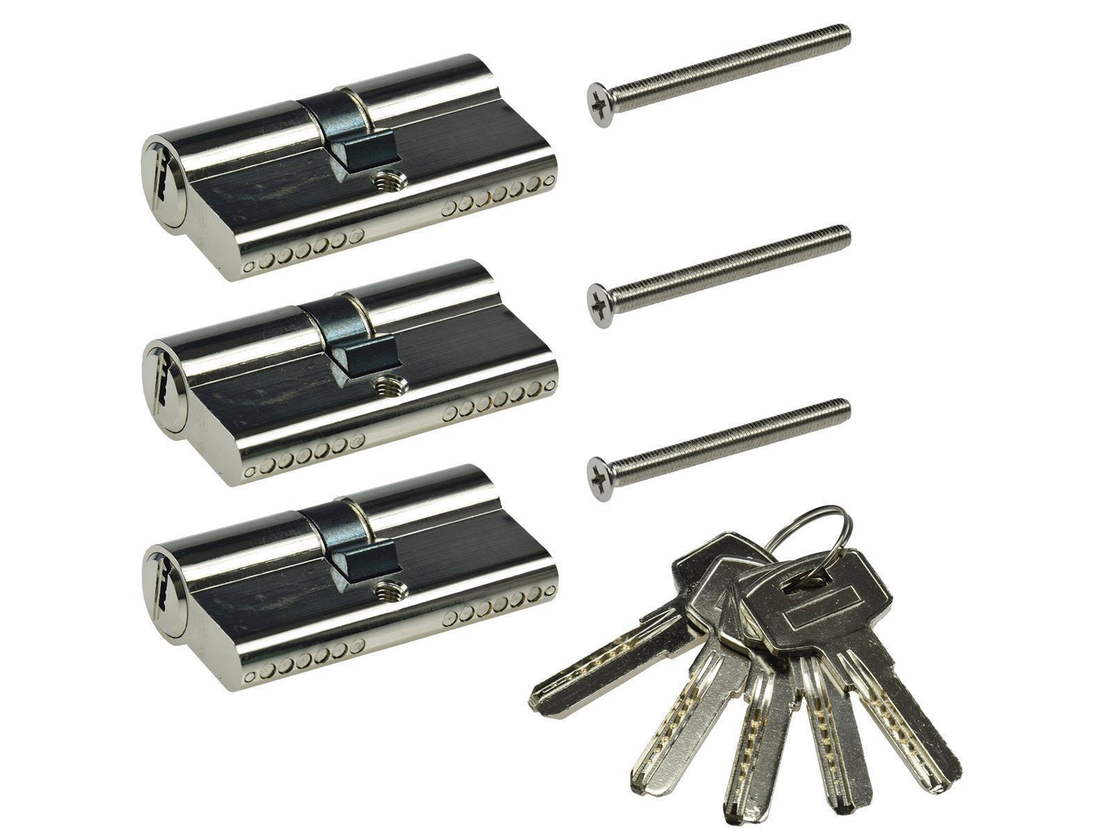 Schließzylinder-Set 3x 60mm (30+30mm) 5 Schlüssel, Not- & Gefahrenfunktion