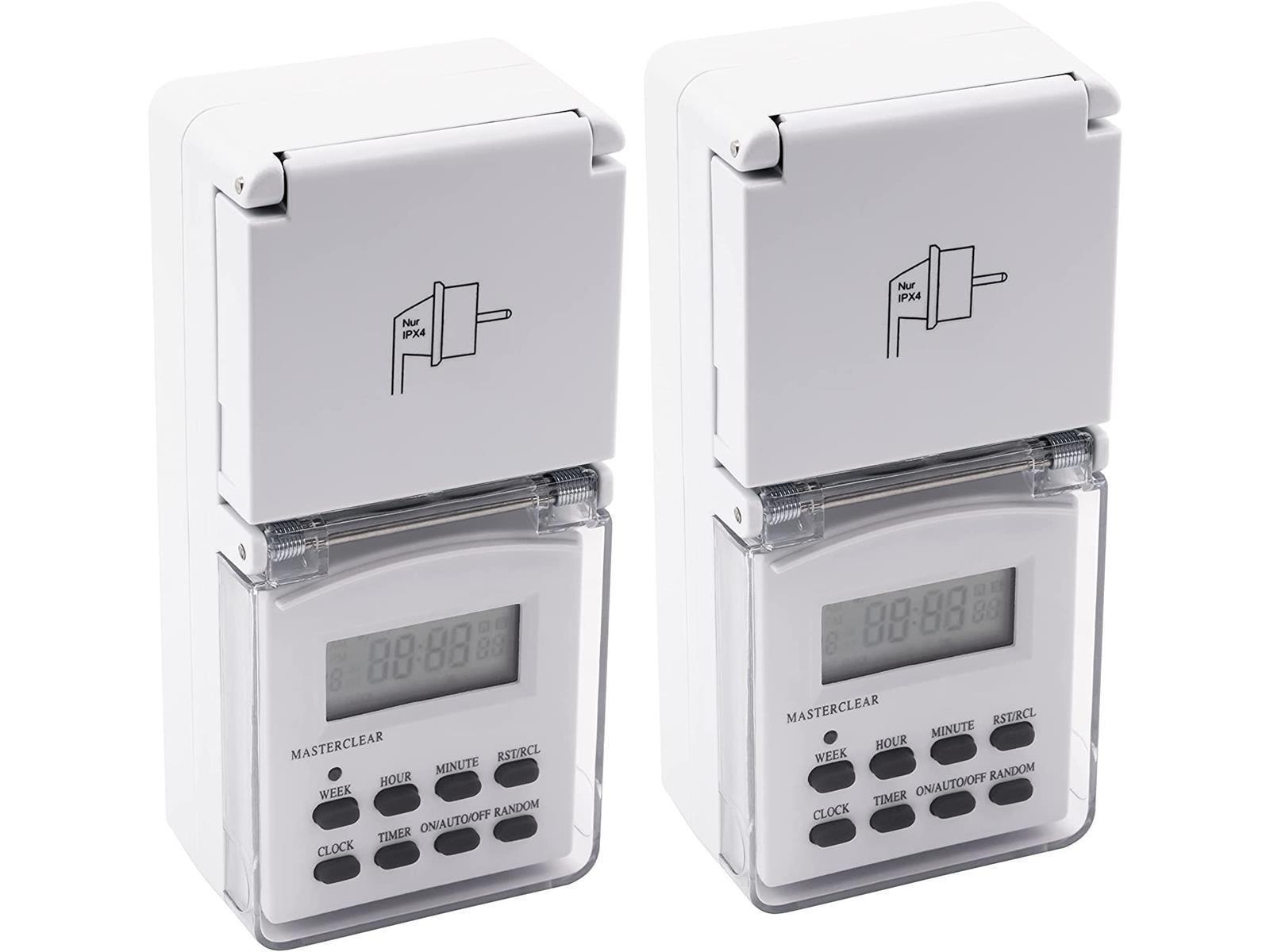 Digitale Zeitschaltuhr McPower ''AZ-78'' 2er-Pack, IP44 - für Außen,10 Programme