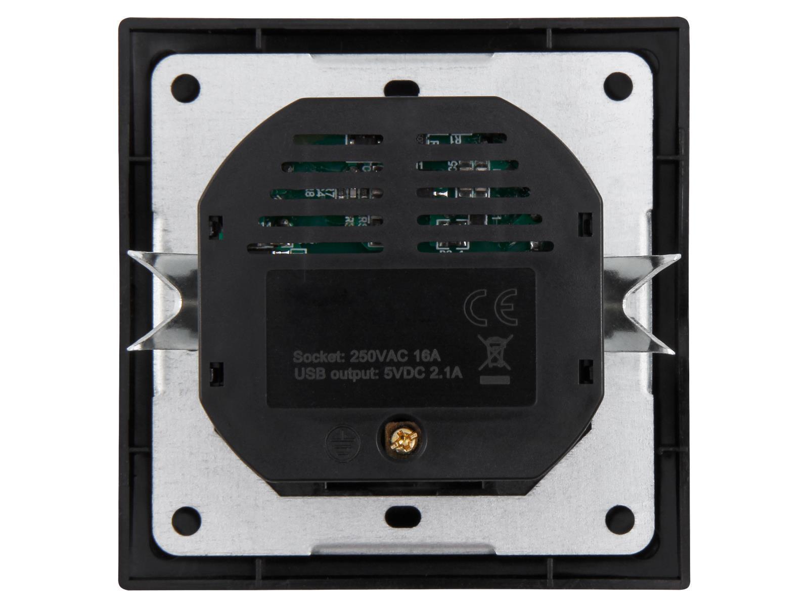 Schutzkontakt-Steckdose mit 2x USB McPower ''Flair'', 250V, 5V/2,1A, UP, anthrazit