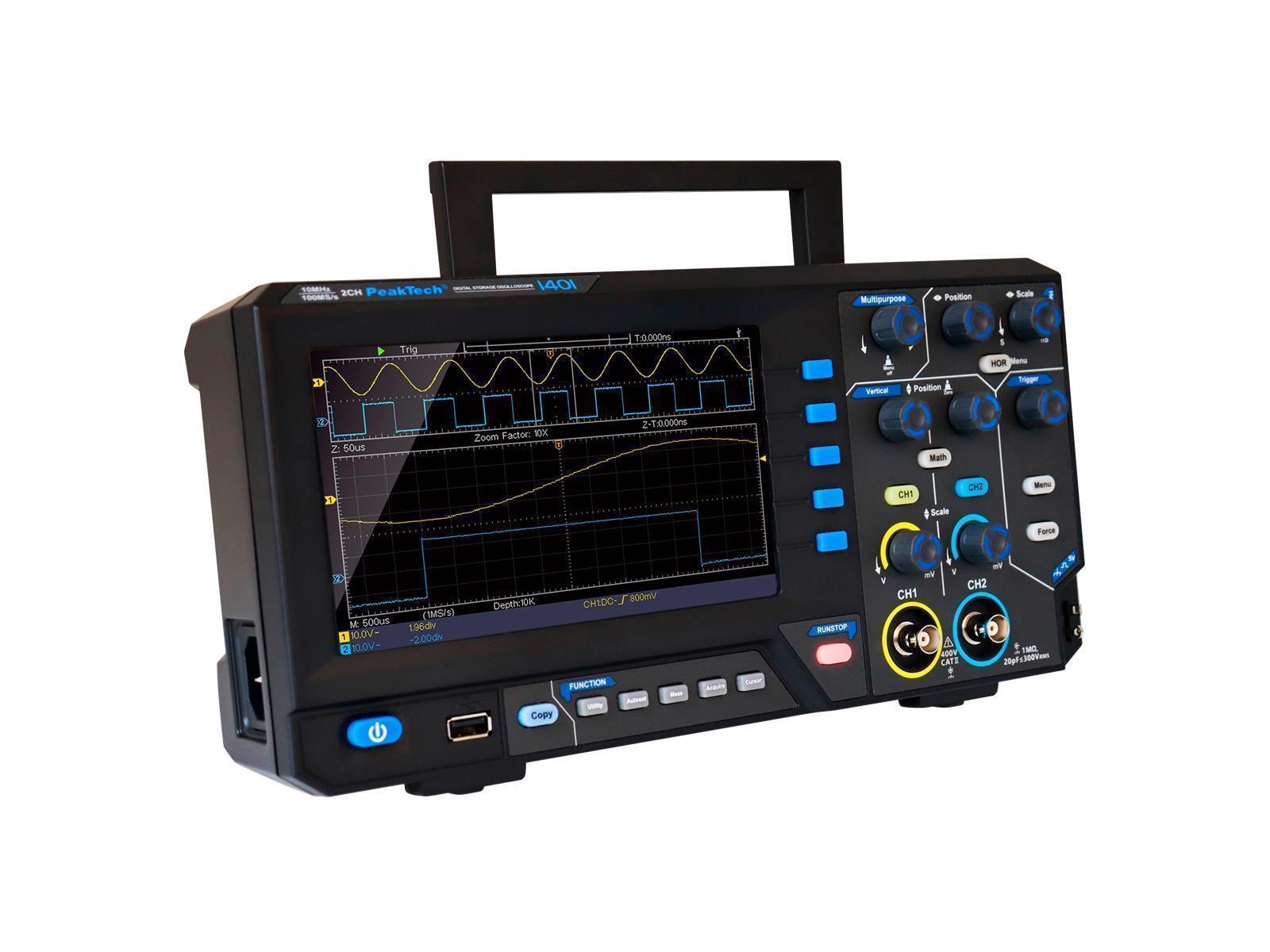 Digital Speicher- Oszilloskop PeakTech ''P1401'', 10 MHz, 2CH, 100 MS/s