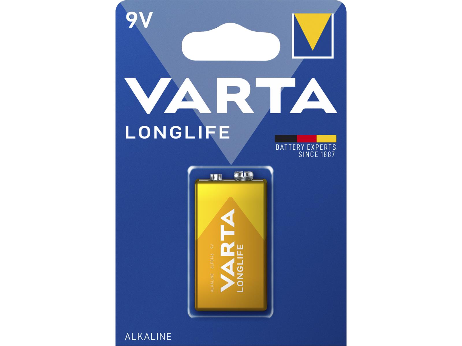 9V-Batterie VARTA ''LONGLIFE'' Alkaline, 1,5 V, 1er-Blister