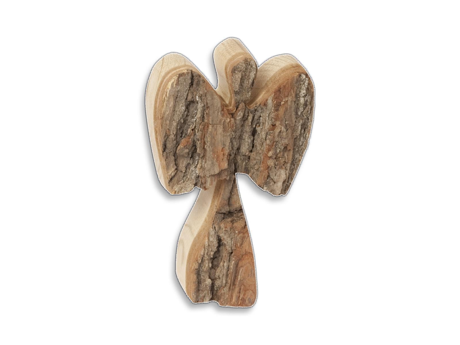 Dekoartikel Engel mit Rinde aus Holz 12 cm