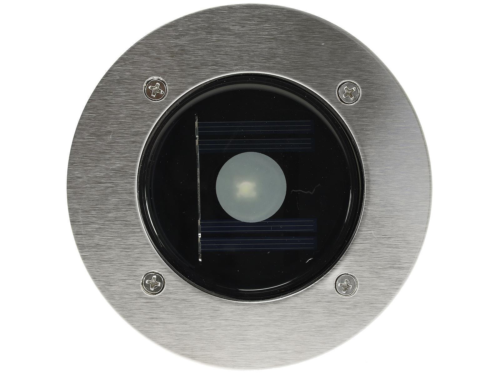 Solar LED Bodenstrahler "CTB-R", rundØxH 12x4cm, IP44, Edelstahl-Front