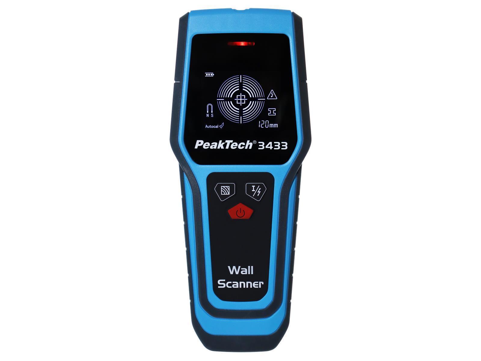 Digitaler Wandscanner PeakTech ''P3433'', LCD Anzeige, IP54, mit Tragetasche