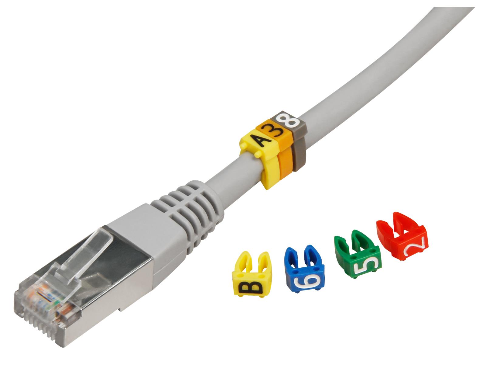Kabelmarker-Clips McPower, bedruckt mit Buchstaben, Kabeldurchmesser bis 4mm