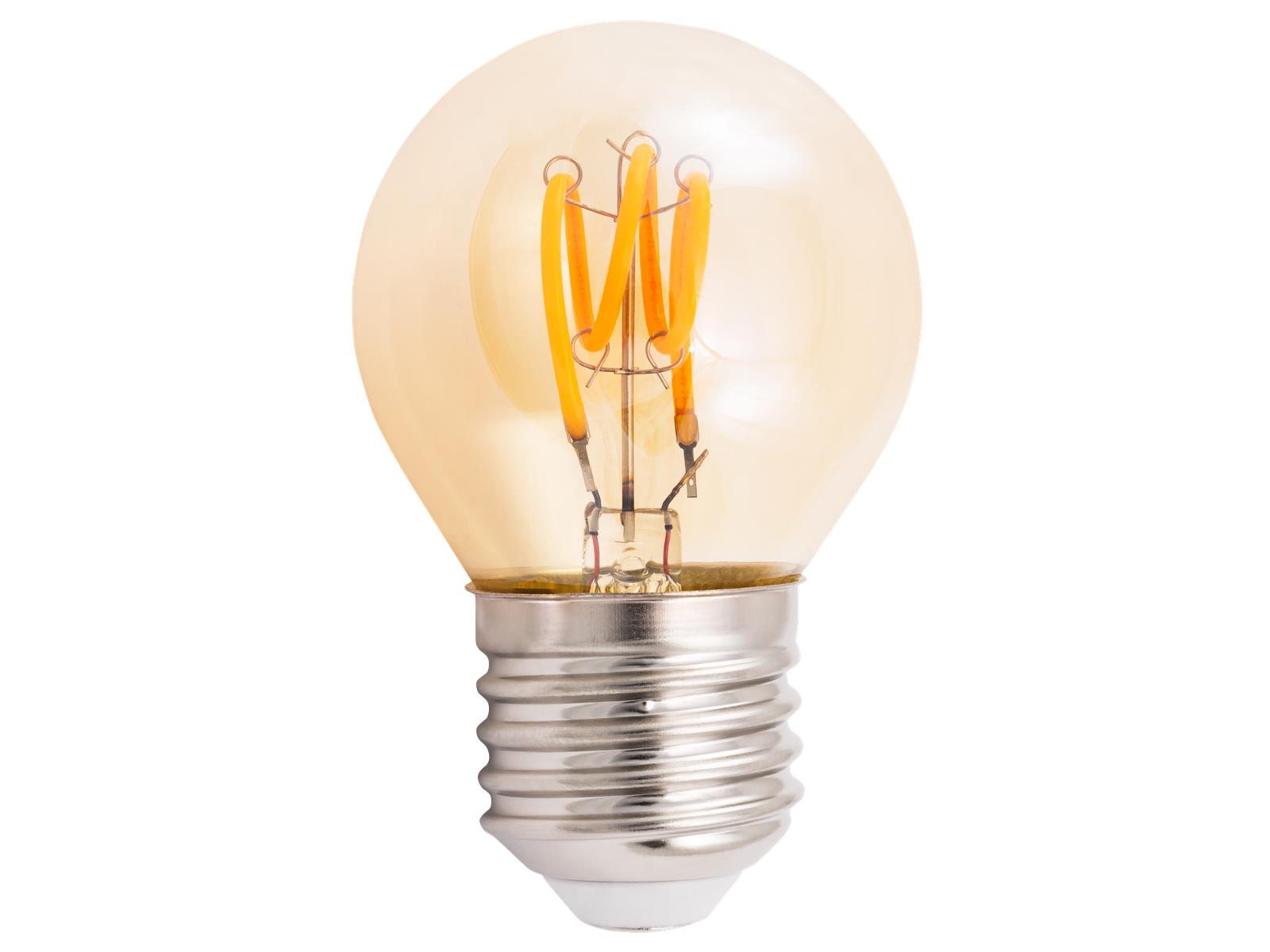 LED Filament Tropfenlampe McShine ''Retro'' E27, 1W, 90lm, warmweiß, goldenes Glas