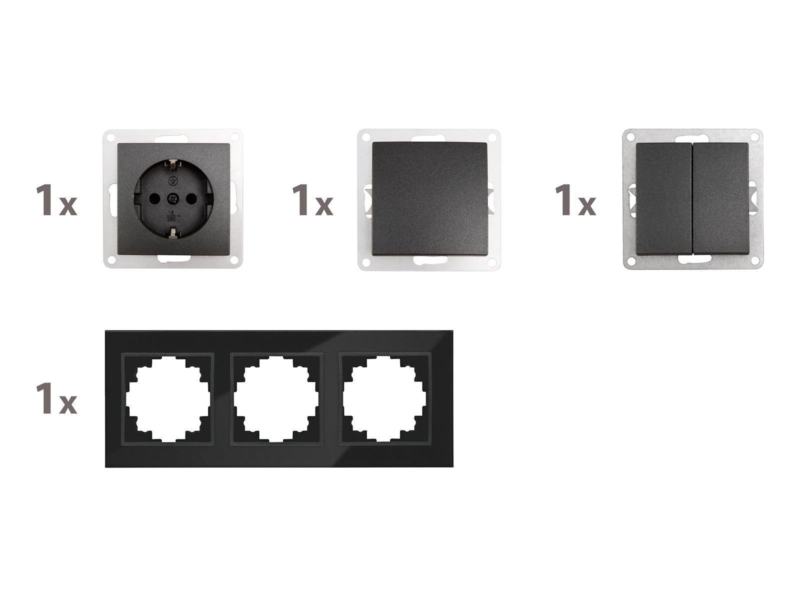Schalter und Steckdosen Set McPower Flair ''Tür 3-fach-Style'' Glasrahmen