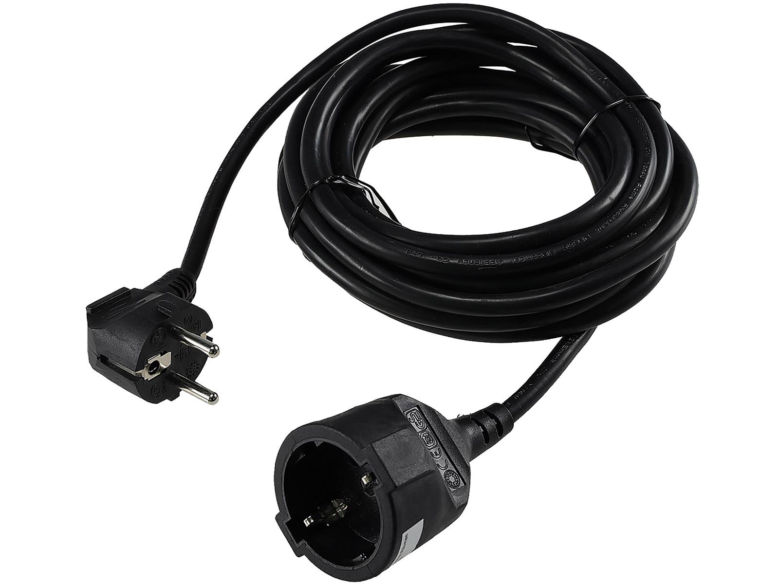 Schutzkontakt-Verlängerung, 5m, schwarzH05VV-F3G 1,5mm² 16A/250V