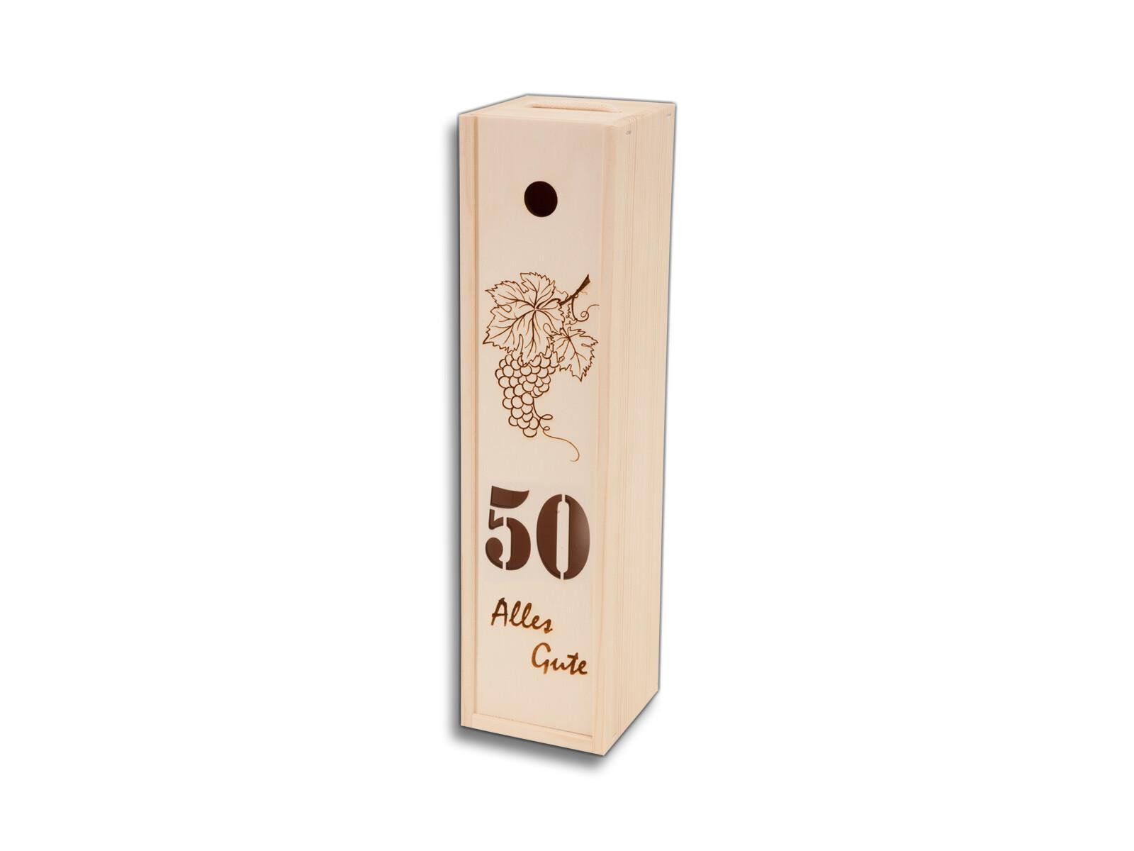 Weinkiste - Alles Gute zum 50, Jubiläum, aus Holz 38 cm