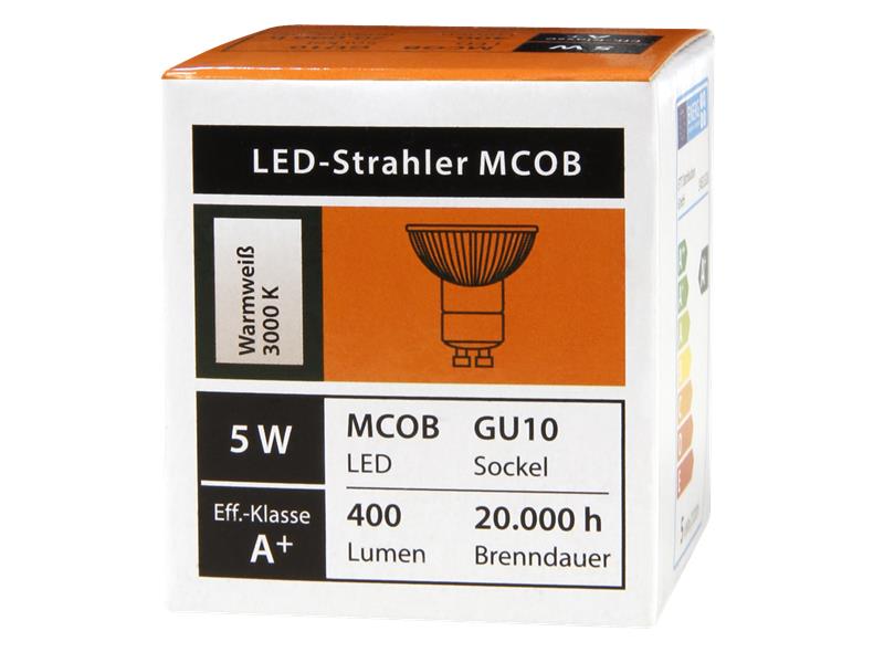 LED-Strahler McShine ''MCOB'' GU10, 5W, 400 lm, warmweiß