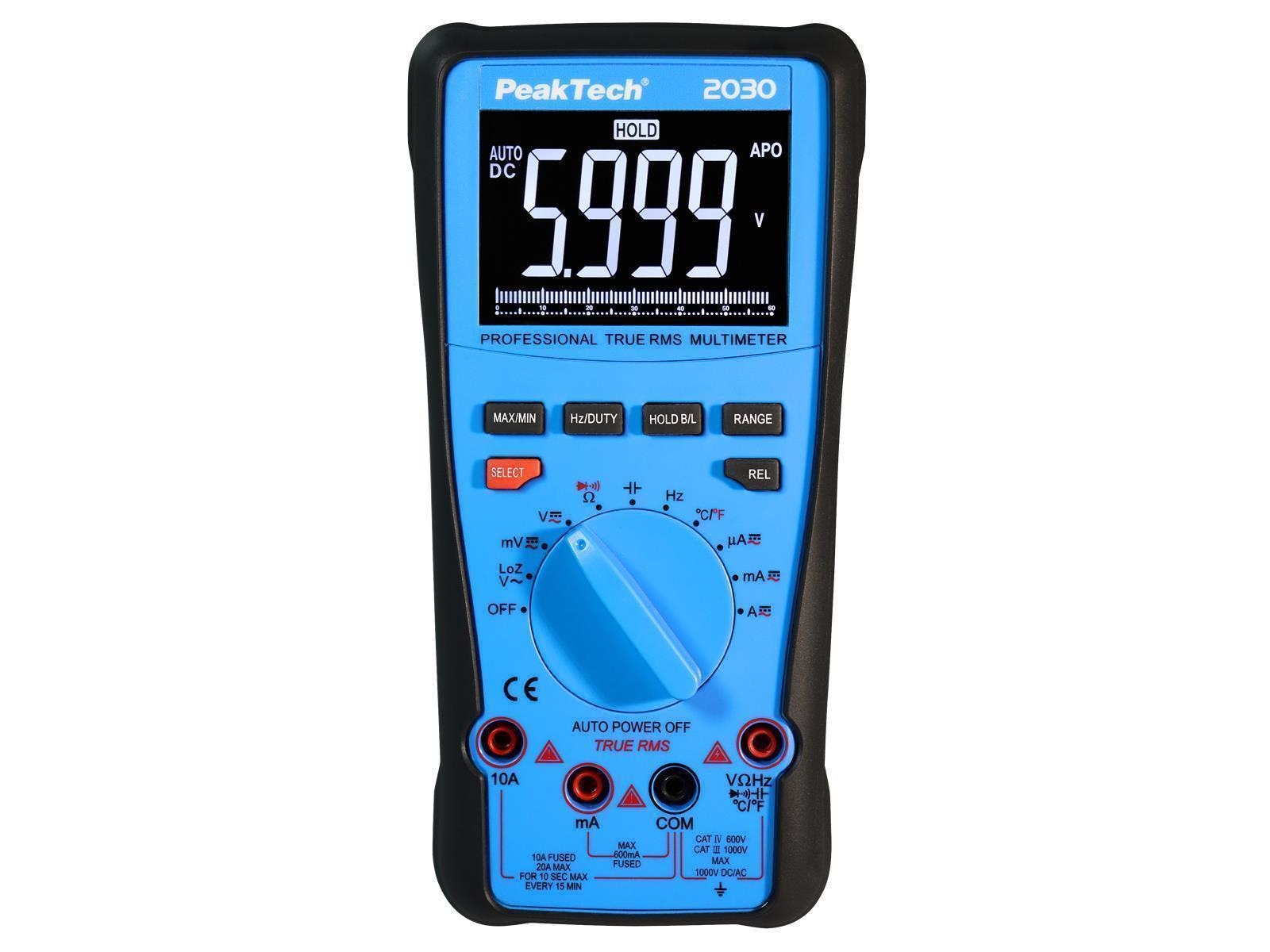 Digital Multimeter PeakTech ''P2030'', 6000 Counts, 1000V, True RMS, LCD Anzeige