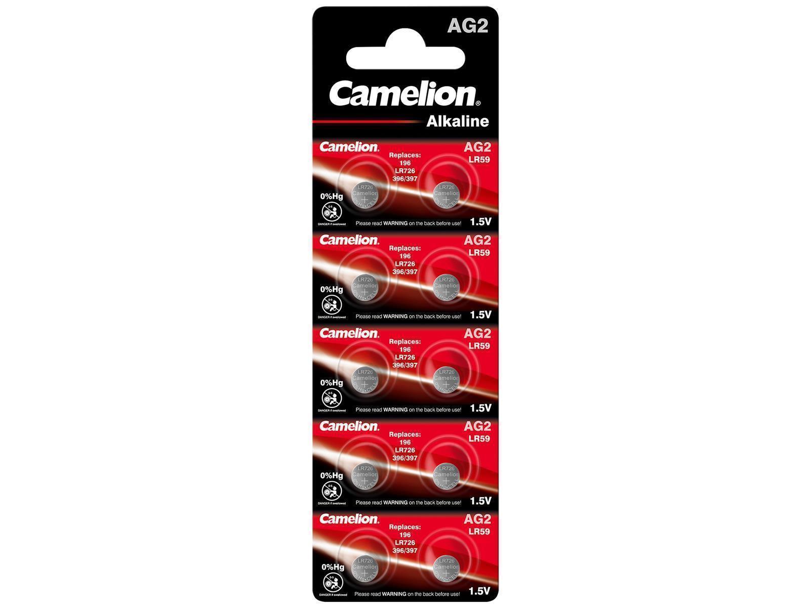 Knopfzelle CAMELION, AG2, 1,5V, Alkaline, 10er-Blister