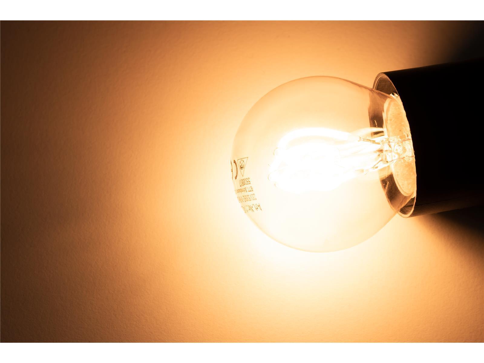 LED Filament Tropfenlampe McShine ''Retro'' E27, 1W, 90lm, warmweiß, goldenes Glas