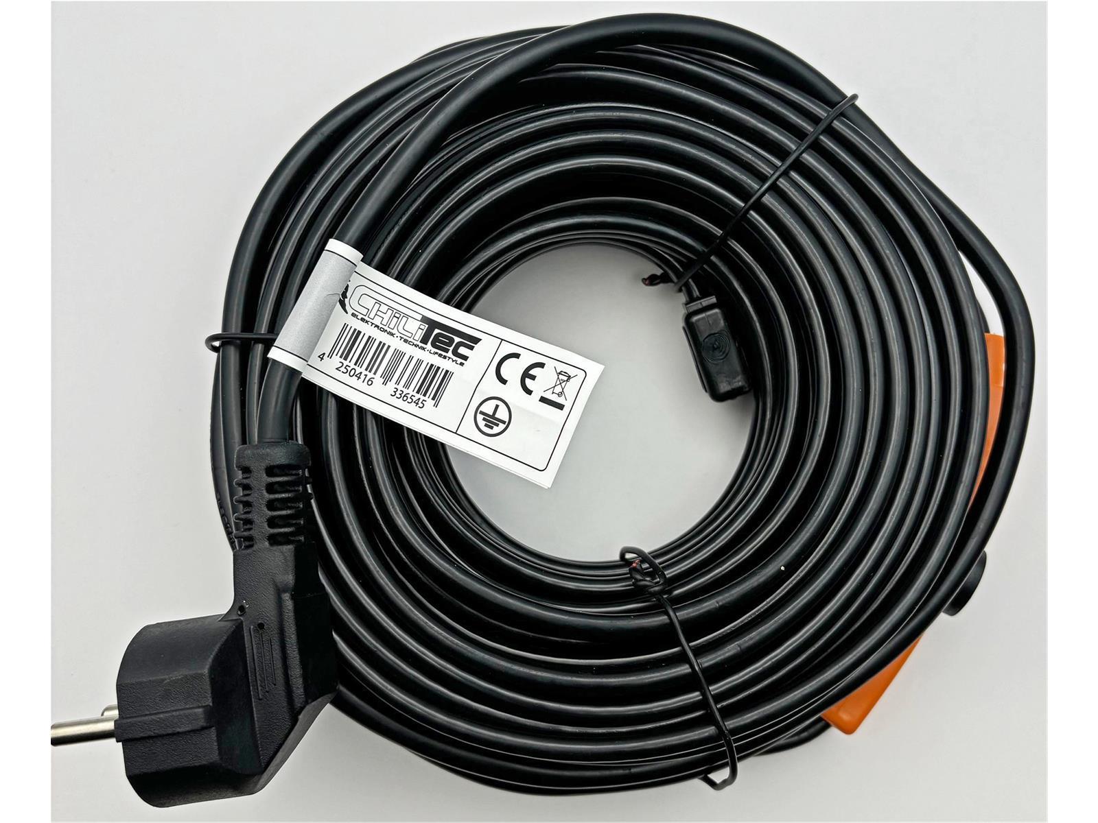 Heizkabel mit Temperaturfühler, 12m 192Watt, Frostschutz für Wasserleitungen