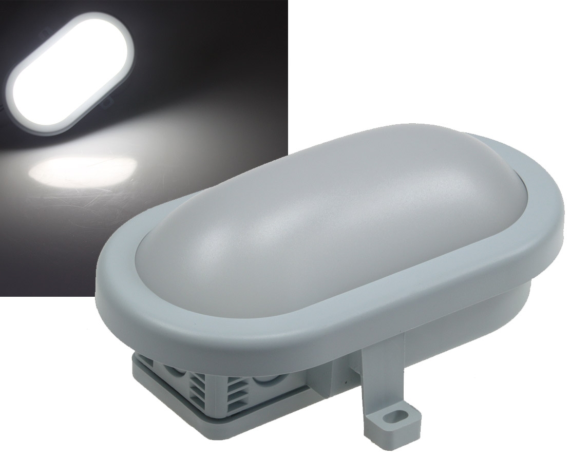 LED Oval-Armatur REV mit HF-Sensor10W,800lm, 168x115x70mm, 6500K, grau