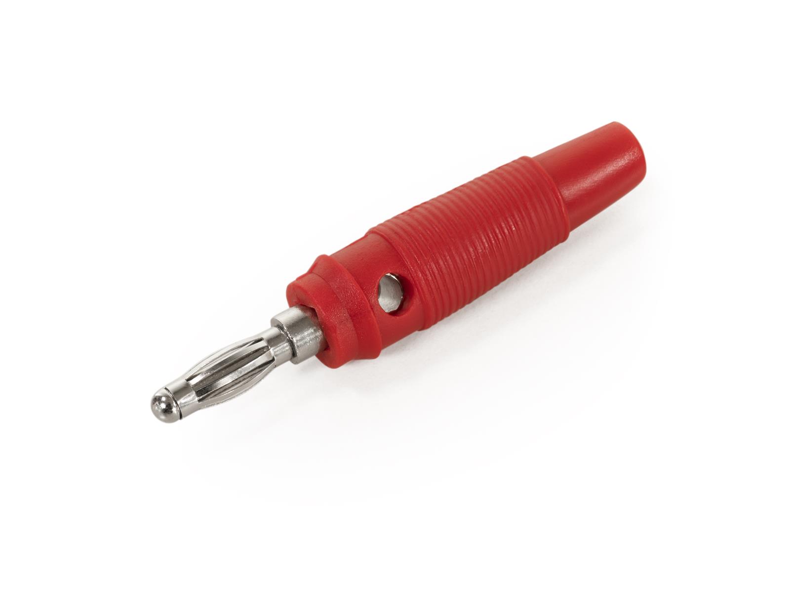 Bananen-Stecker McPower, 4 mm, Querloch, Druckfeder, rot