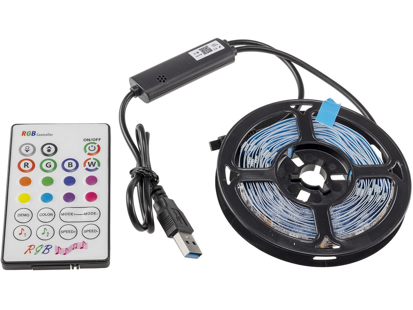 RGB LED-Stripe Set 3,5m + MiniControllerFarbwechsel, IR-FB + App-Control, IP20
