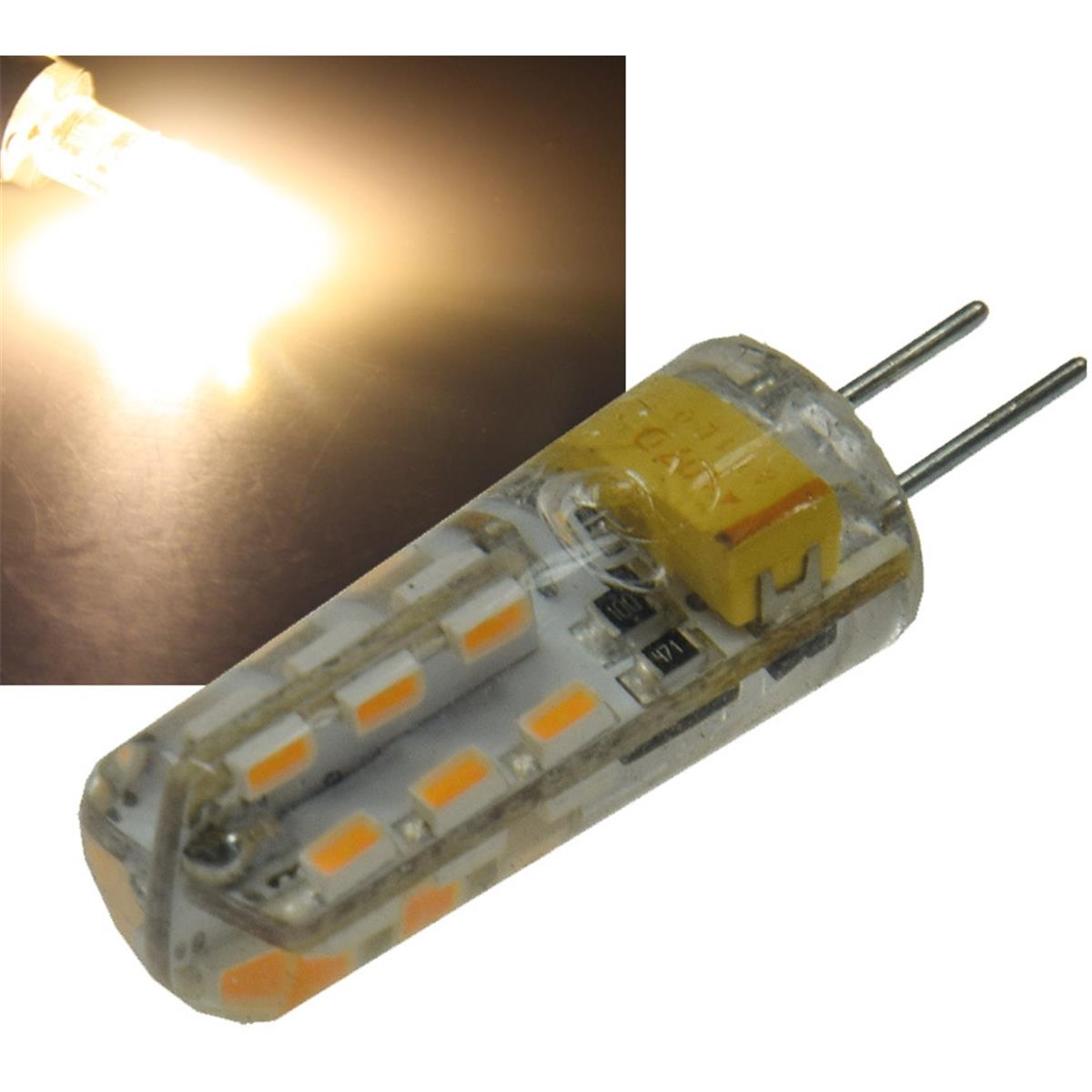 LED Stiftsockellampe G4 "Silikon L24" 3000k, 100lm, 120°, 12V/1,5W, warmweiß
