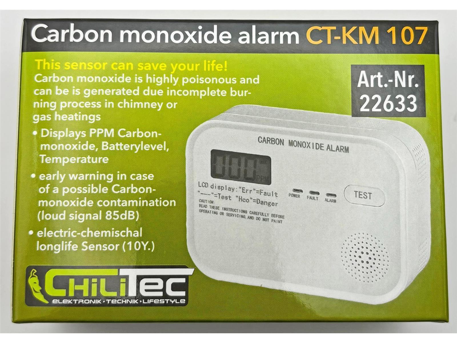 Kohlenmonoxid Melder "CT-KM 107"EN 50291 zertifiziert